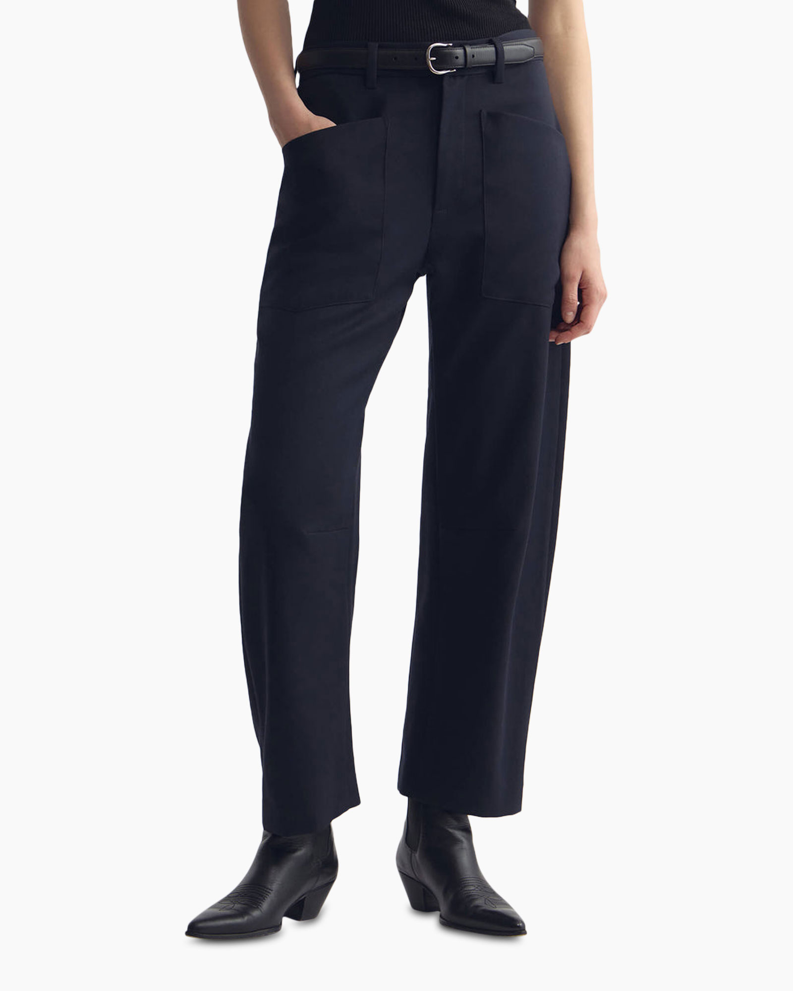 pants, trousers, wide-leg, navy, belted