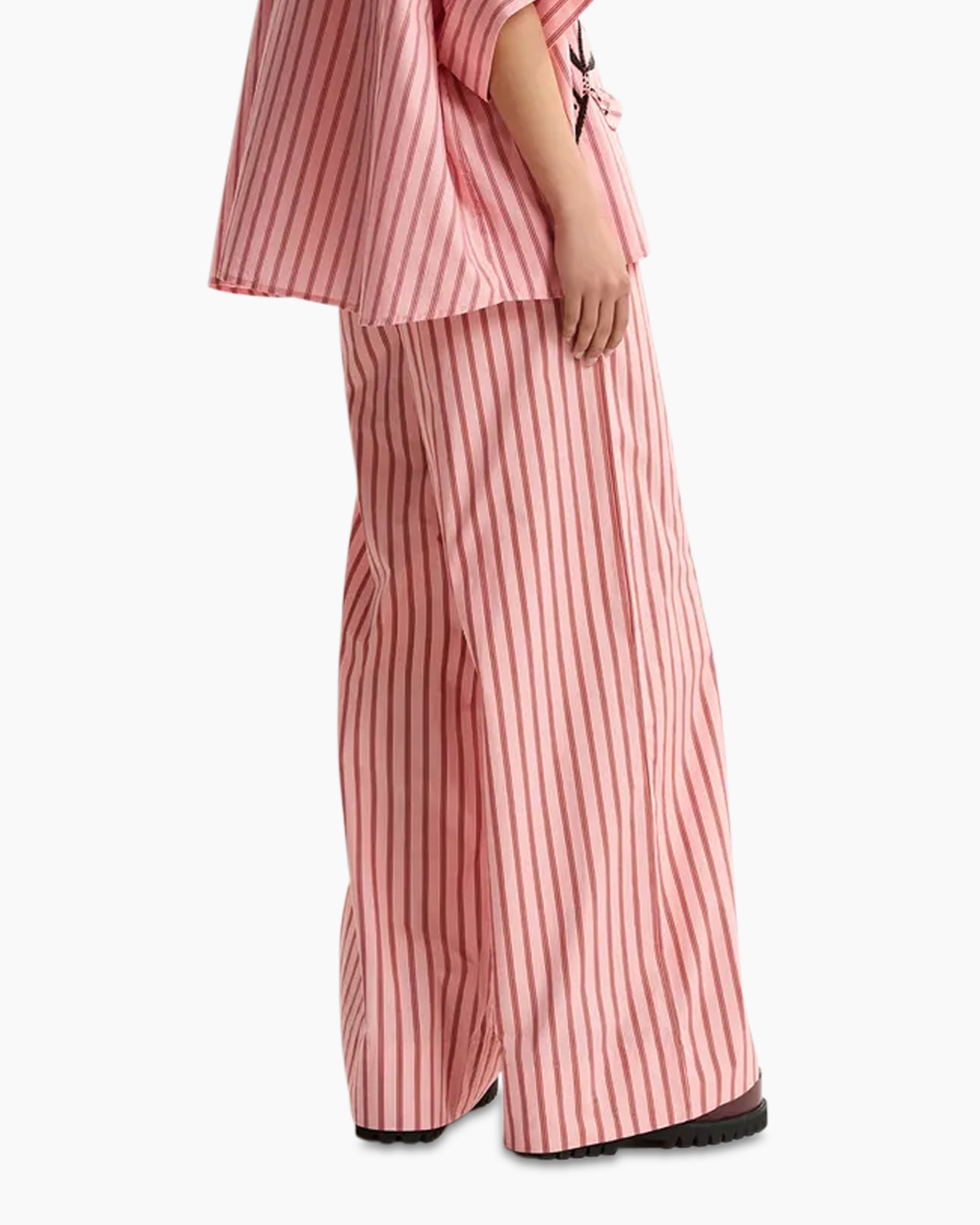 striped, pink, wide-leg, pants, drawstring