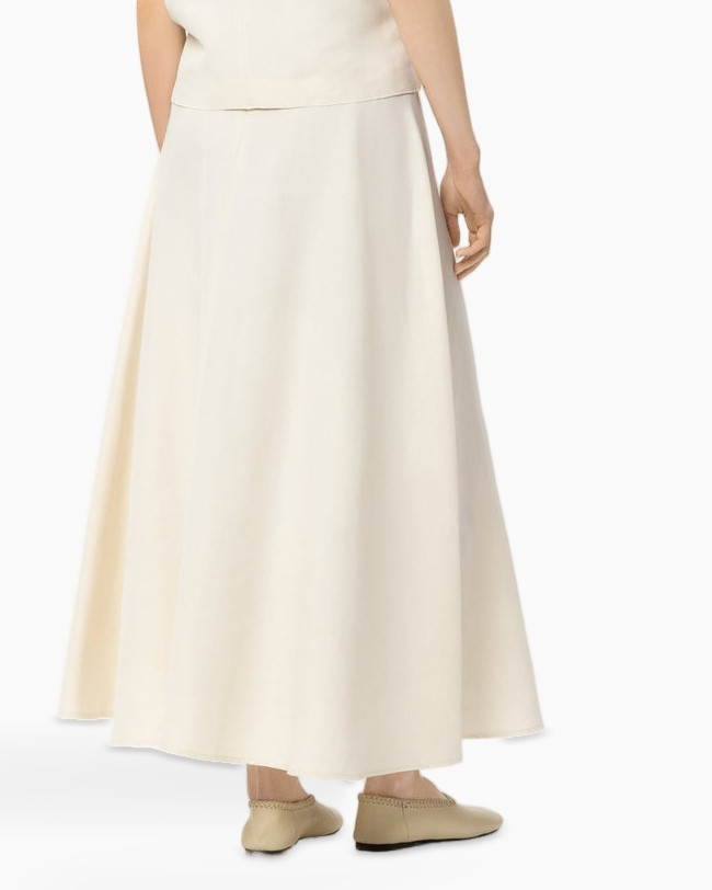 maxi skirt, cream, ankle length, flowy, solid color