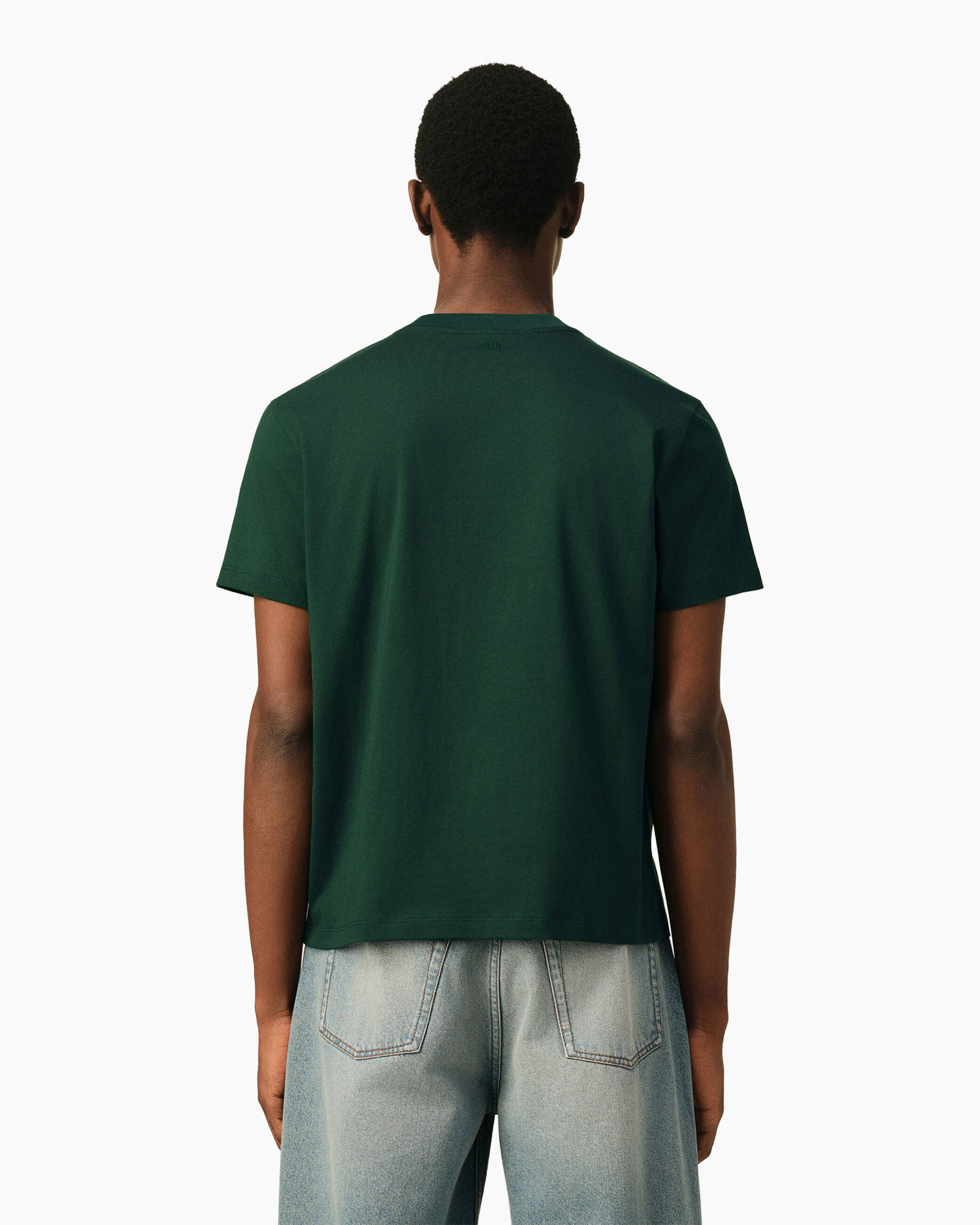 t-shirt, green, short sleeve, crew neck, plain