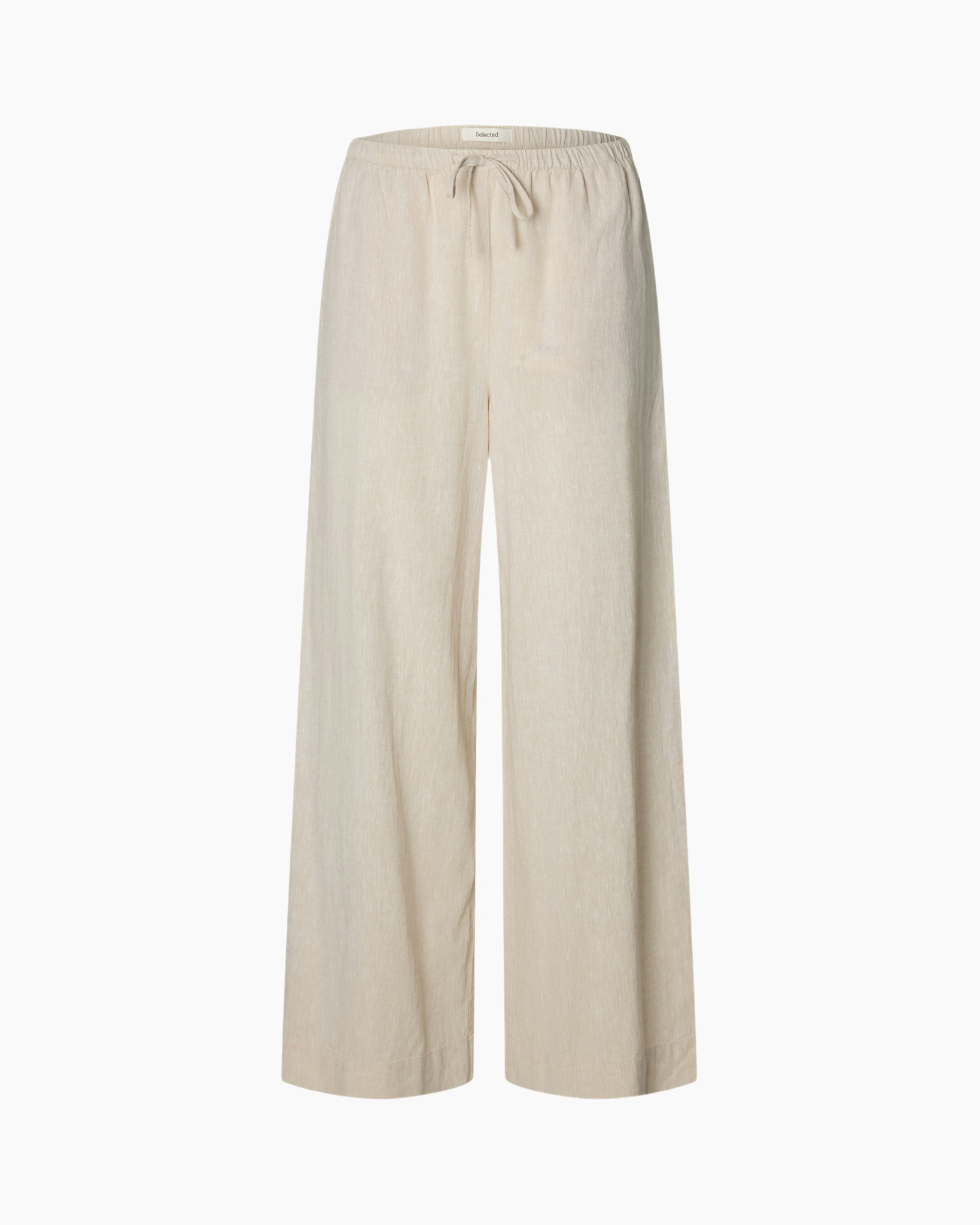 pants, wide-leg, linen, beige, drawstring