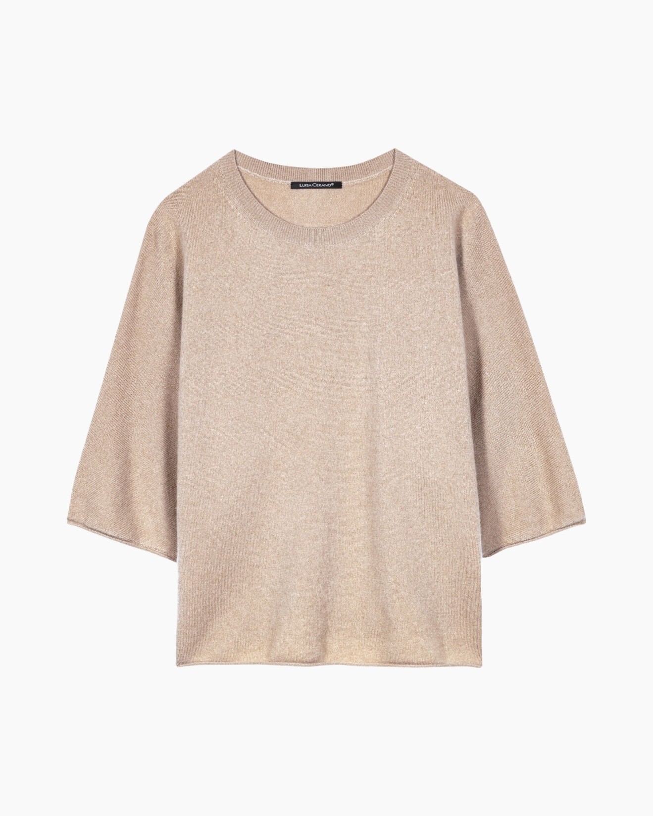 beige, knit, sweater, loose-fit, crew-neck