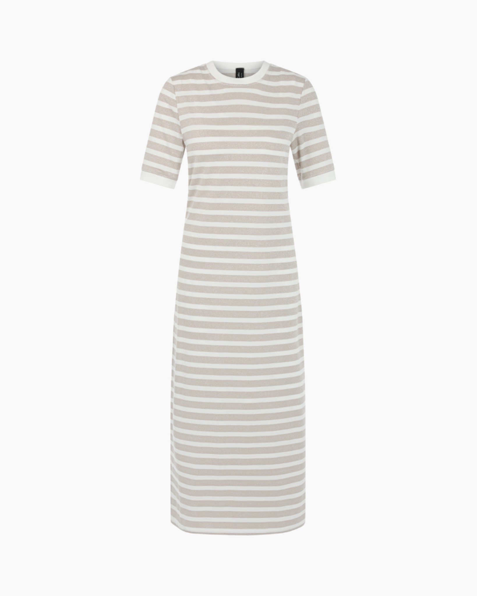 striped dress, long dress, beige stripes, short sleeve, midi/maxi dress