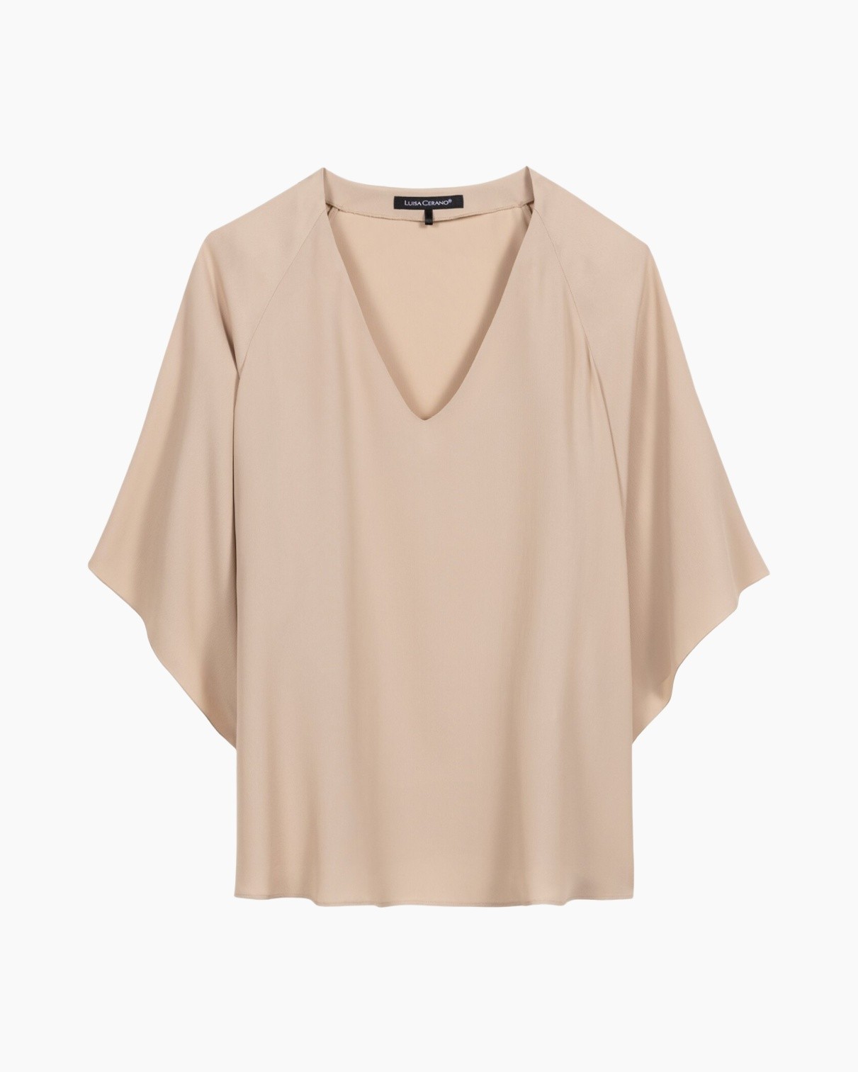 blouse, beige, v-neck, kimono sleeves, soft fabric