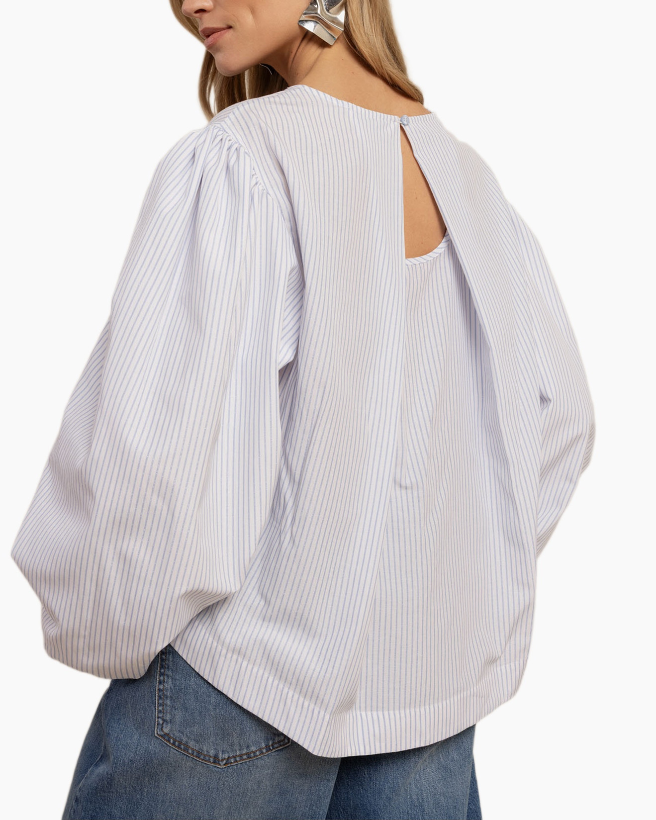 Blouse, Shirt, Jeans, Necklace, Person