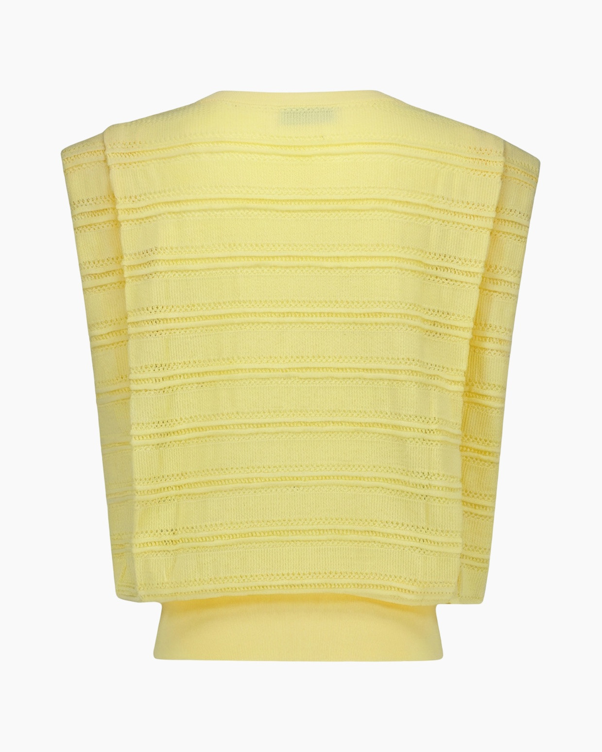 sleeveless top, knit fabric, yellow, striped knit, textured top