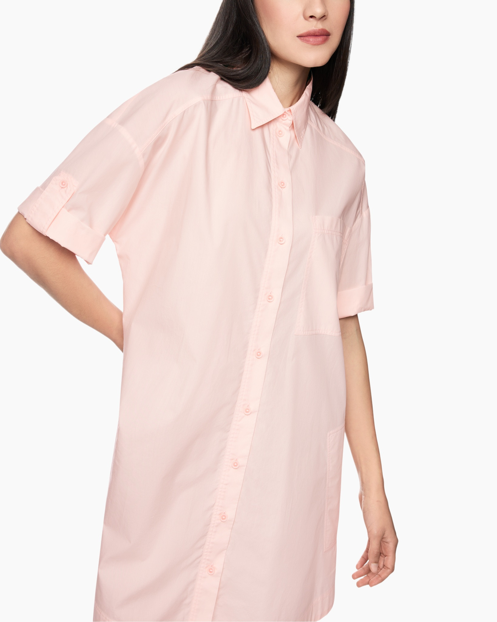 shirt, pink, short-sleeve, button-down, collared