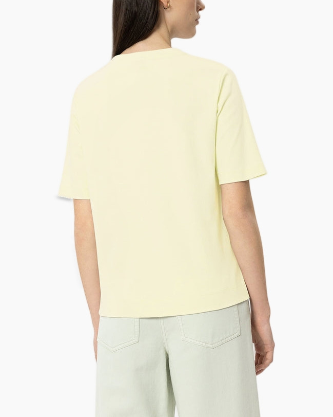 t-shirt, short sleeves, crew neck, pale yellow, cotton blend