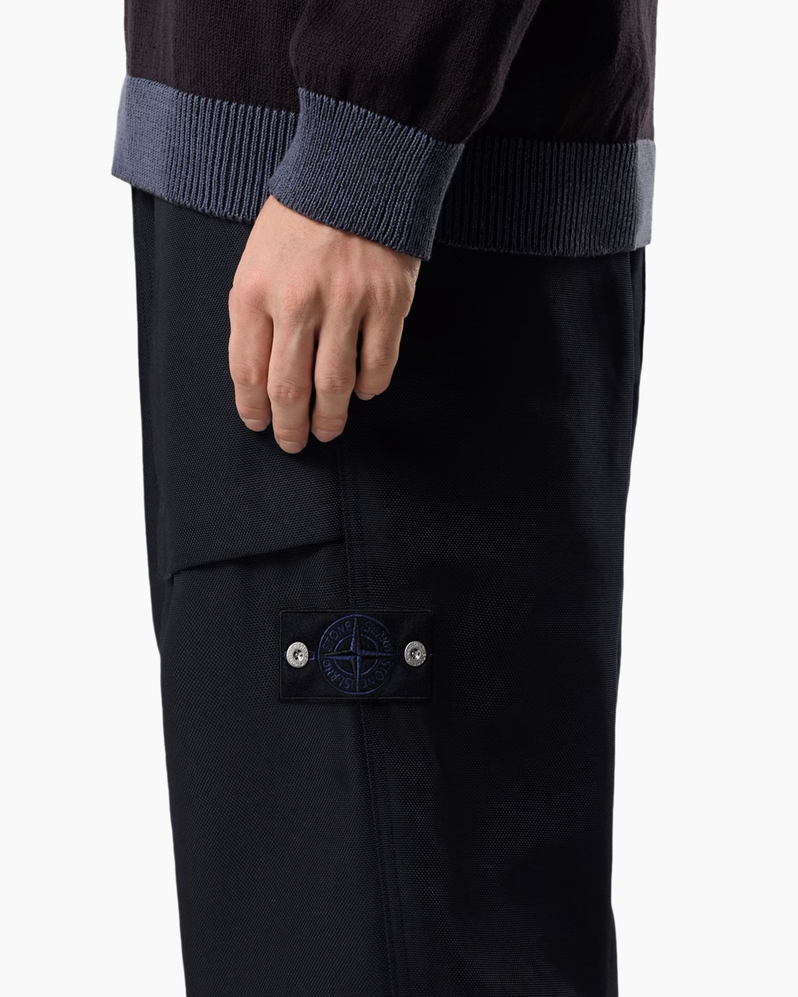 cargo pants, side pocket, patch logo, black, canvas
