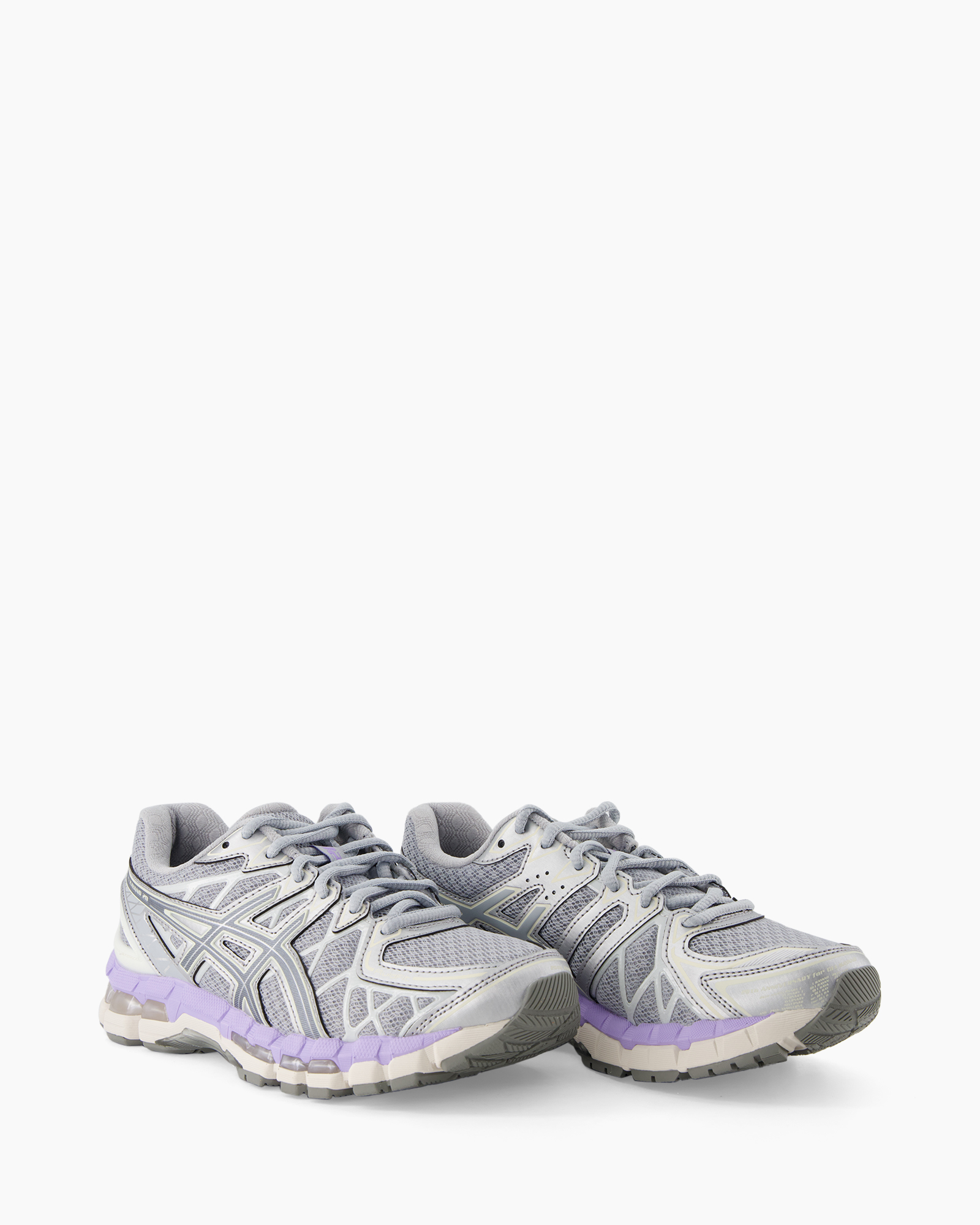 running shoe, mesh upper, foam midsole, grey purple, athletic sneaker