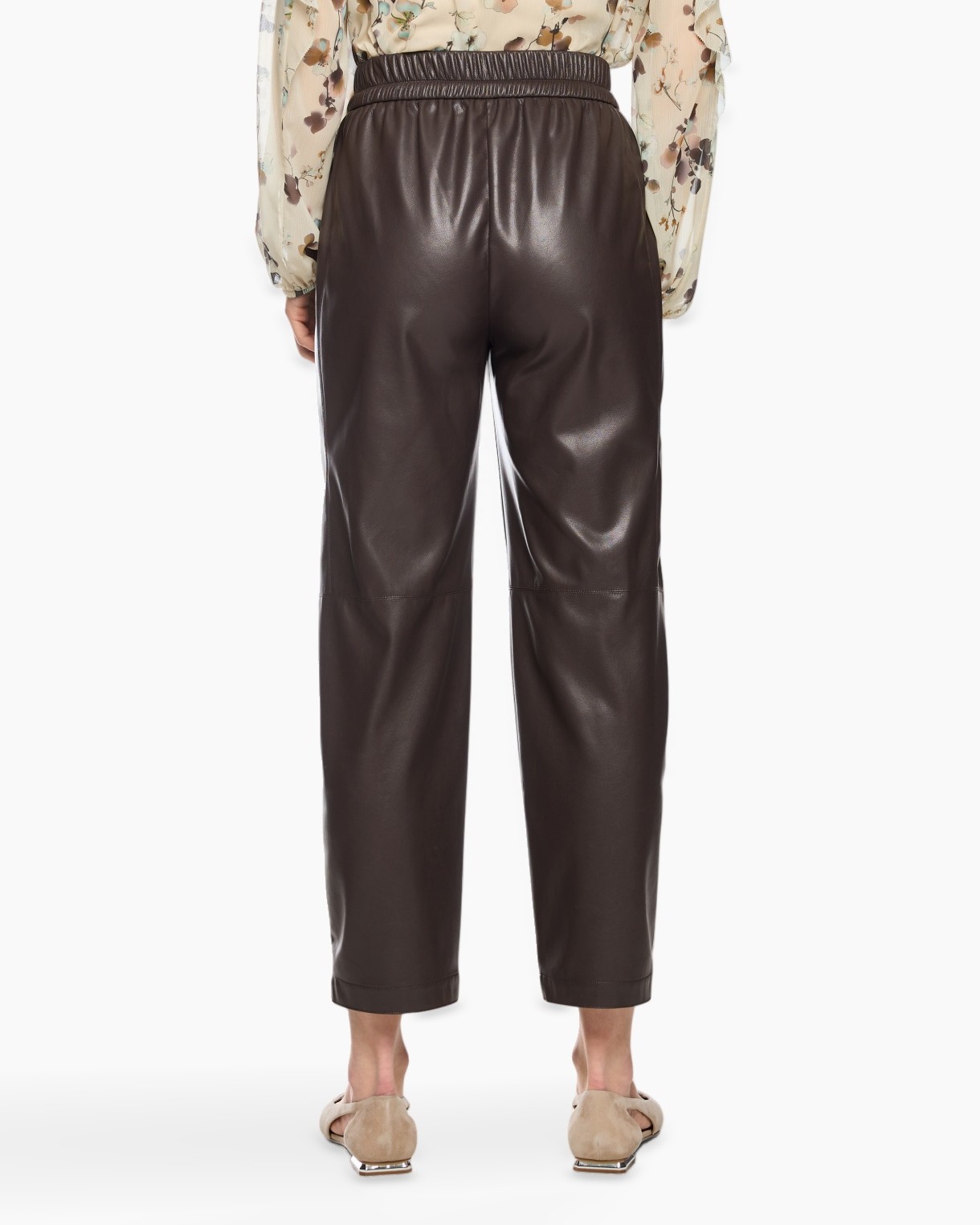pants, leather, palazzo, elastic waistband, drawstring