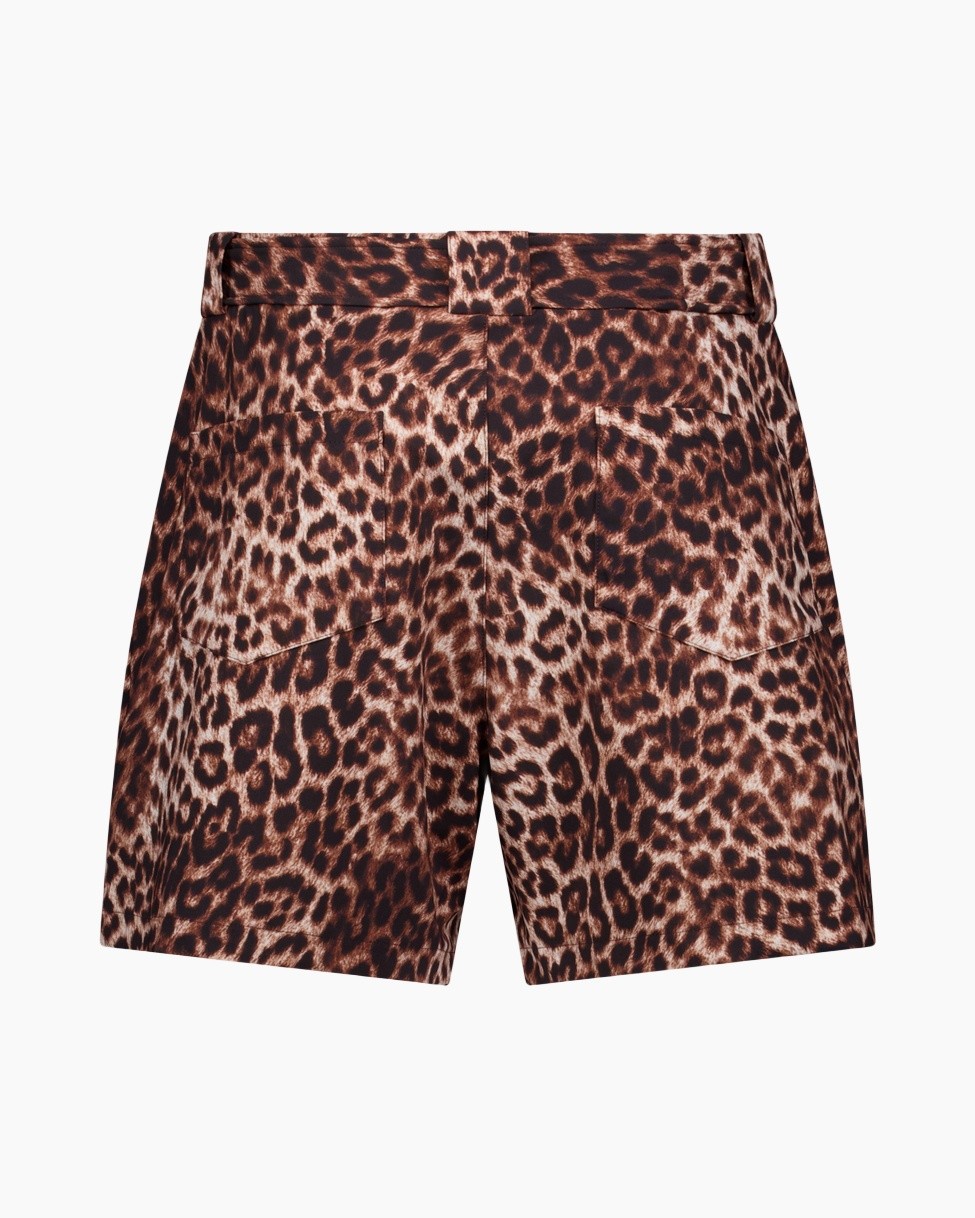 shorts, leopard print, animal pattern, belted, pocketed