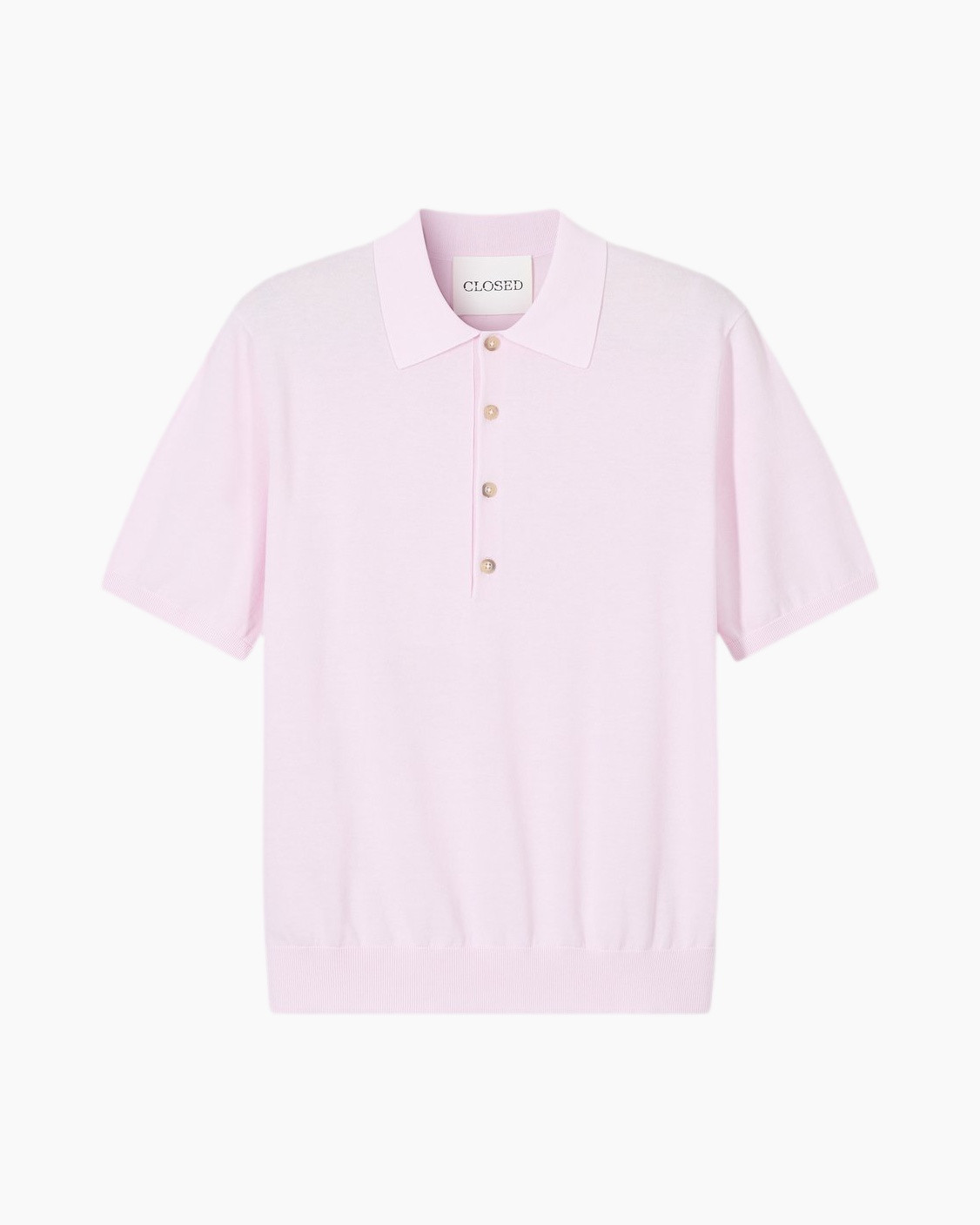 pink polo, short sleeve, collar polo, buttons, knit polo