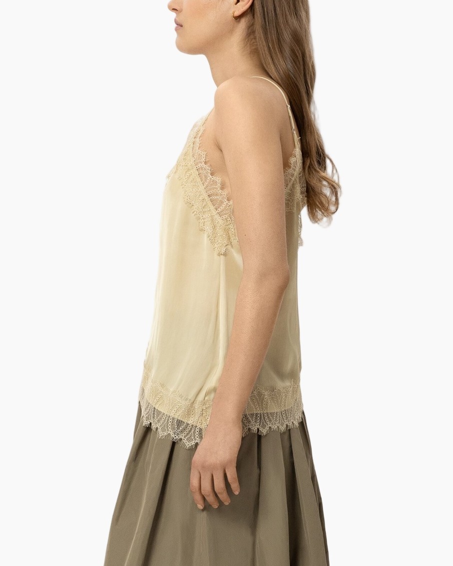 camisole, lace trim, sleeveless, beige, layered top