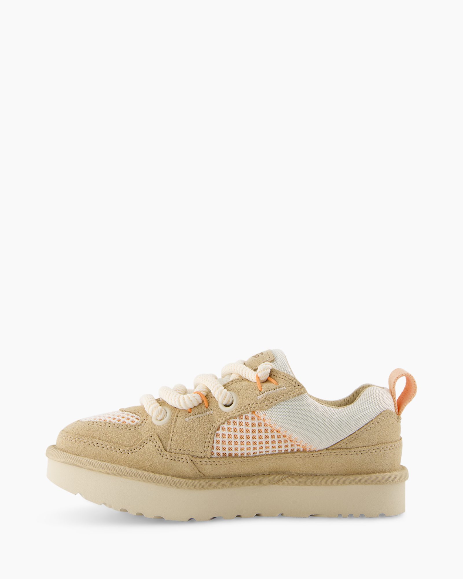 baby shoe, sand color, mesh panel, lace-up, platform sole