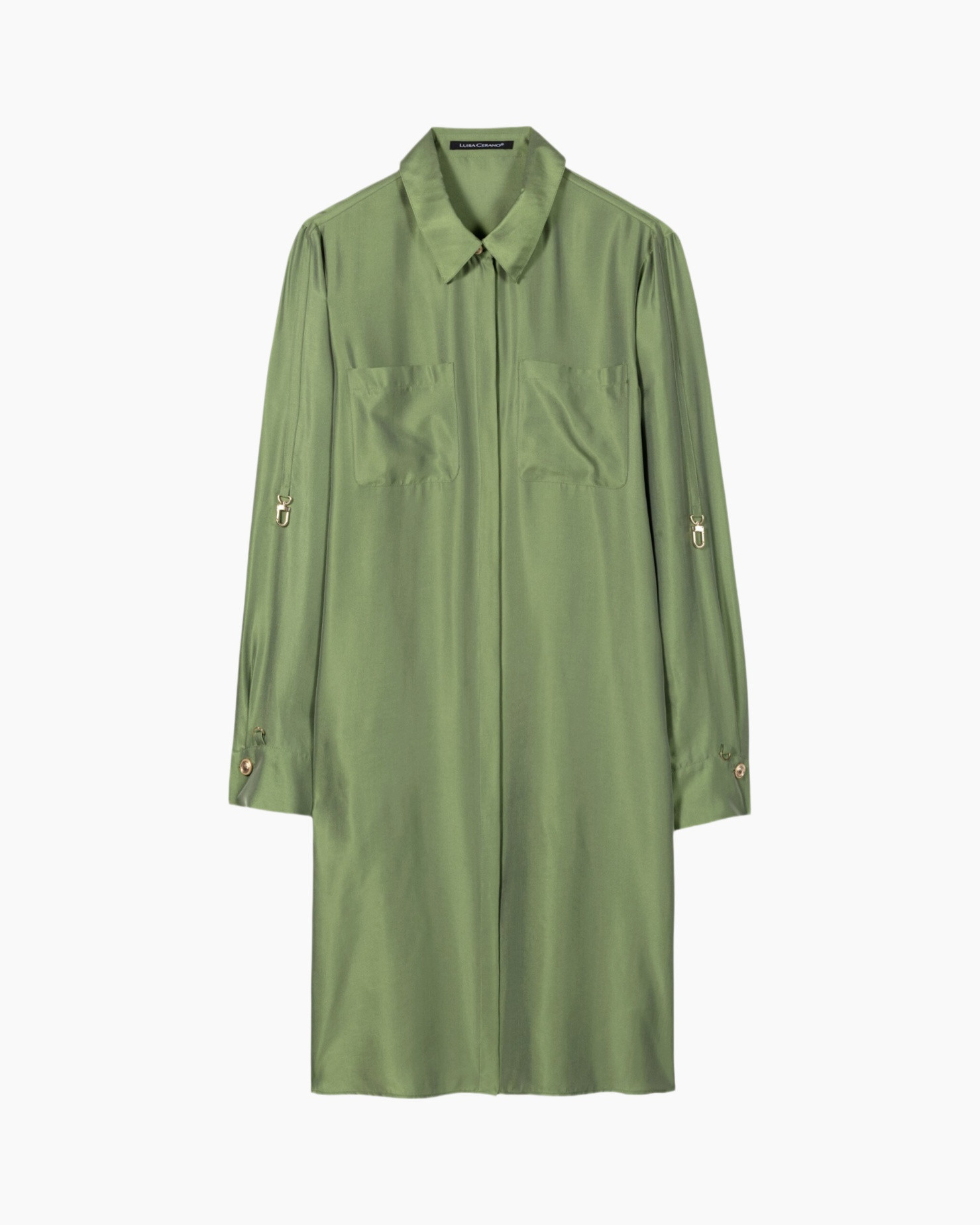 dress, shirt dress, green, long sleeve, pockets