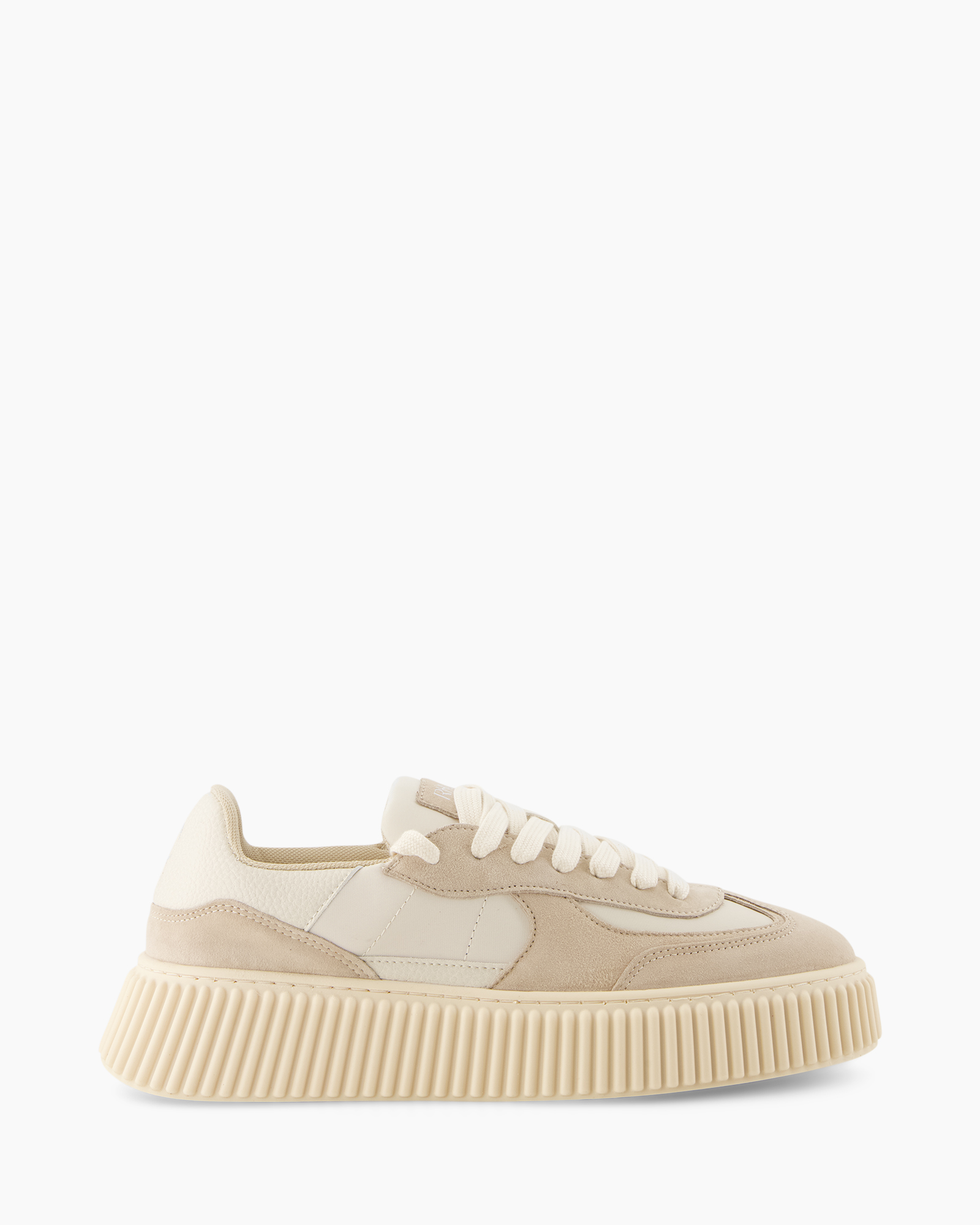 sneaker, creeper sole, beige, suede, lace-up