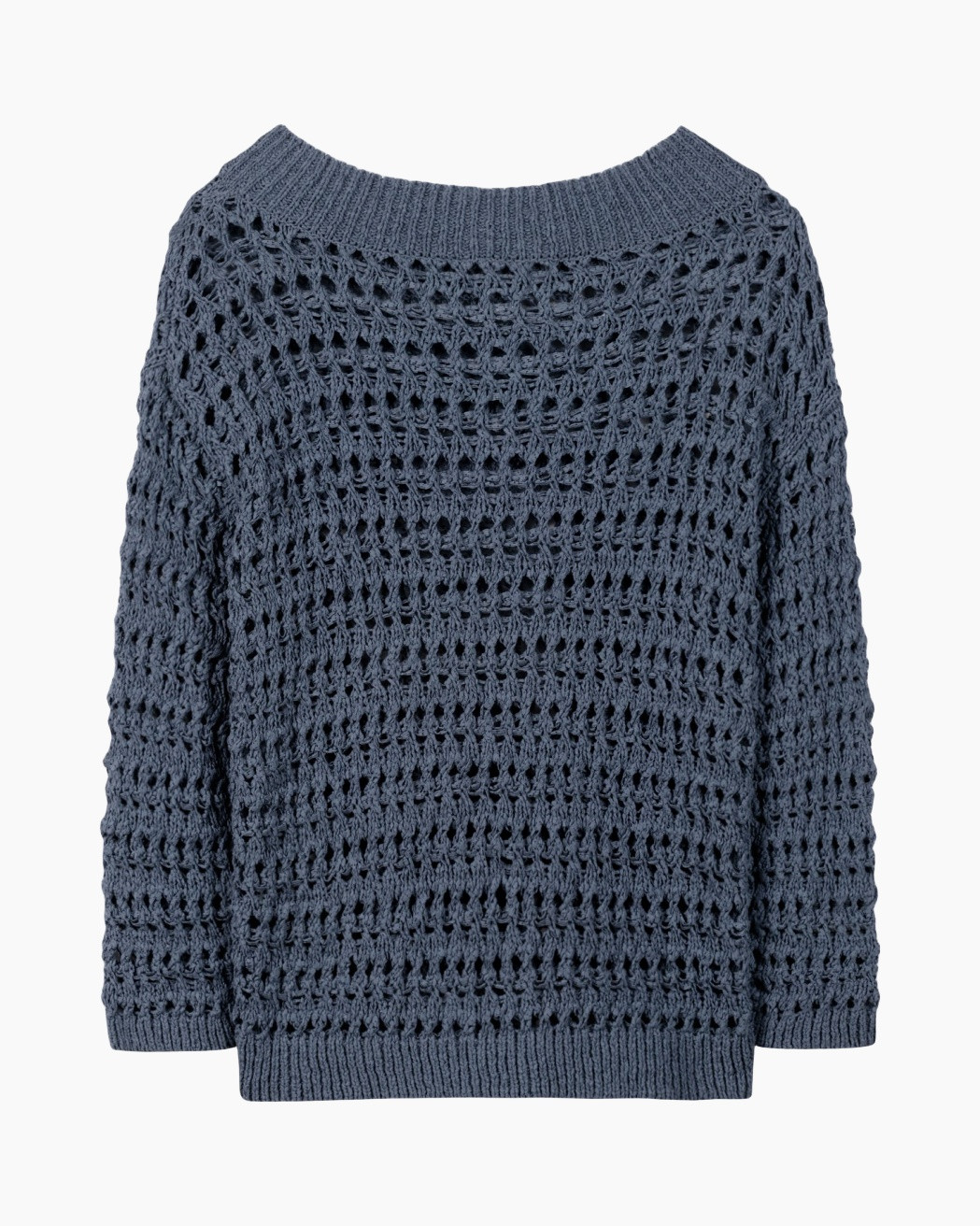 sweater, knit, holey knit, blue, pullover