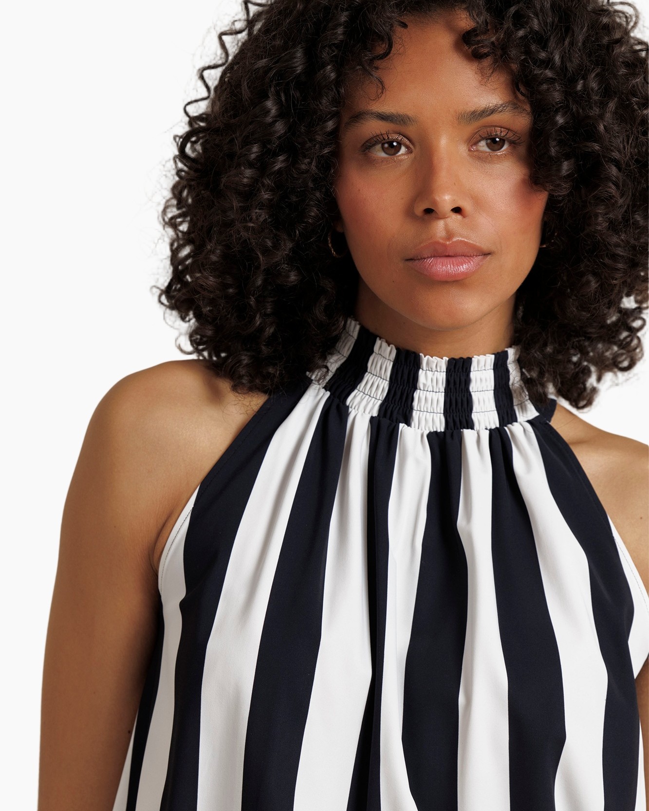 striped, halter, black white, maxi top, polyester