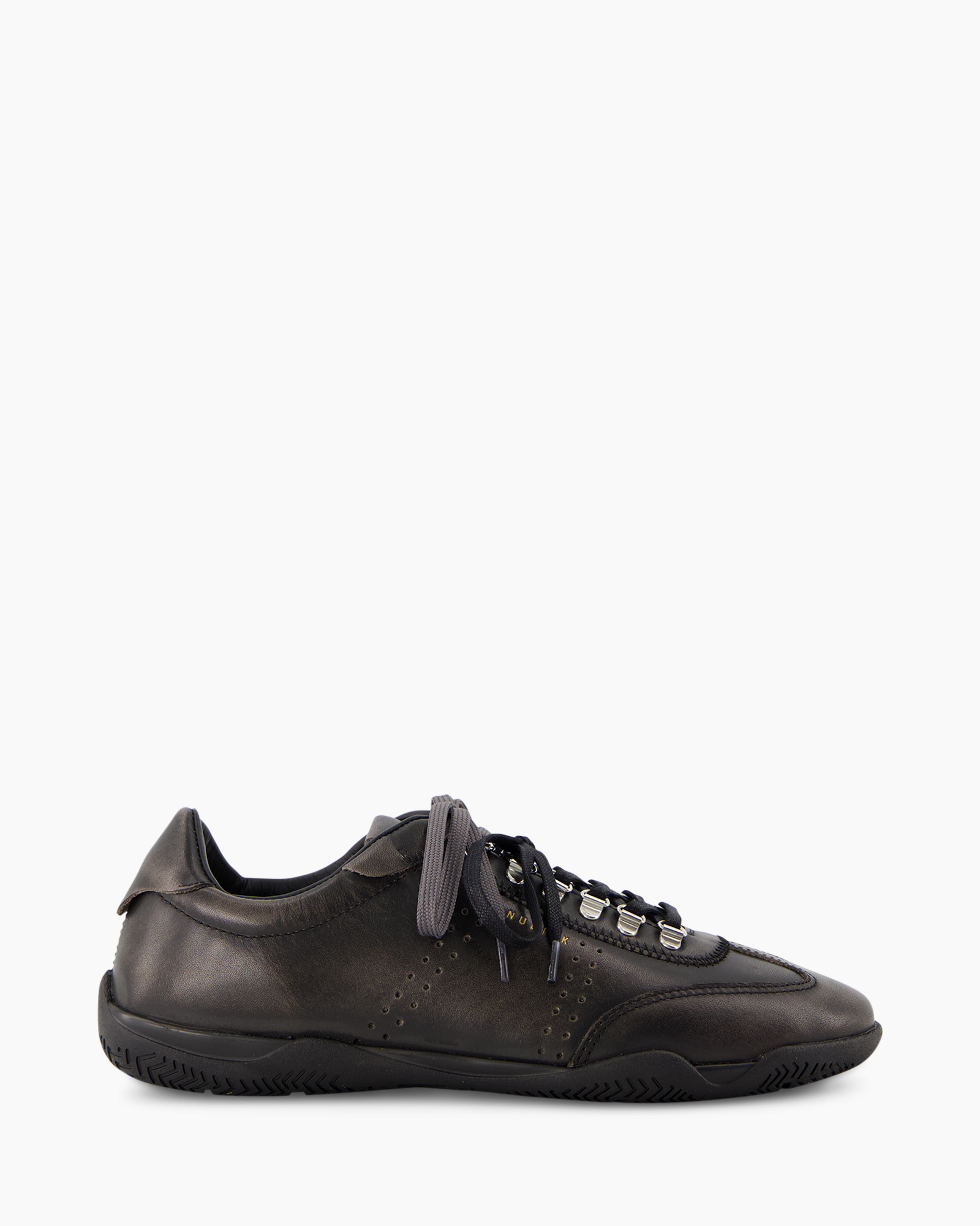 shoe, sneaker, leather, black, laced