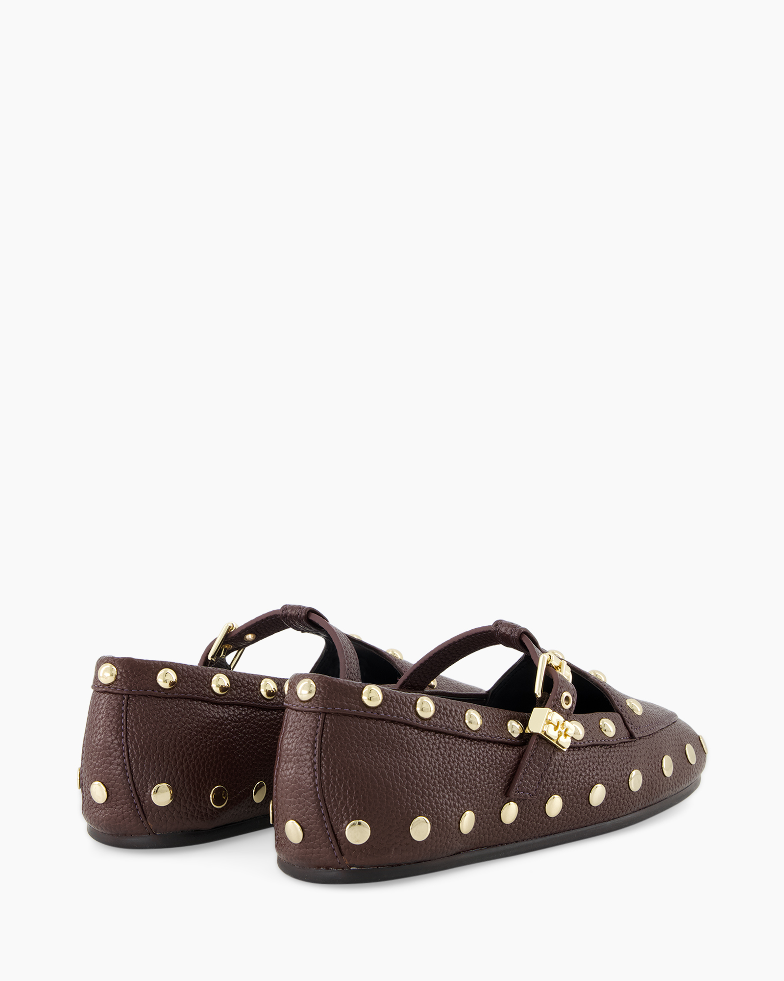 loafers, peep-tone, brown, leather, studded