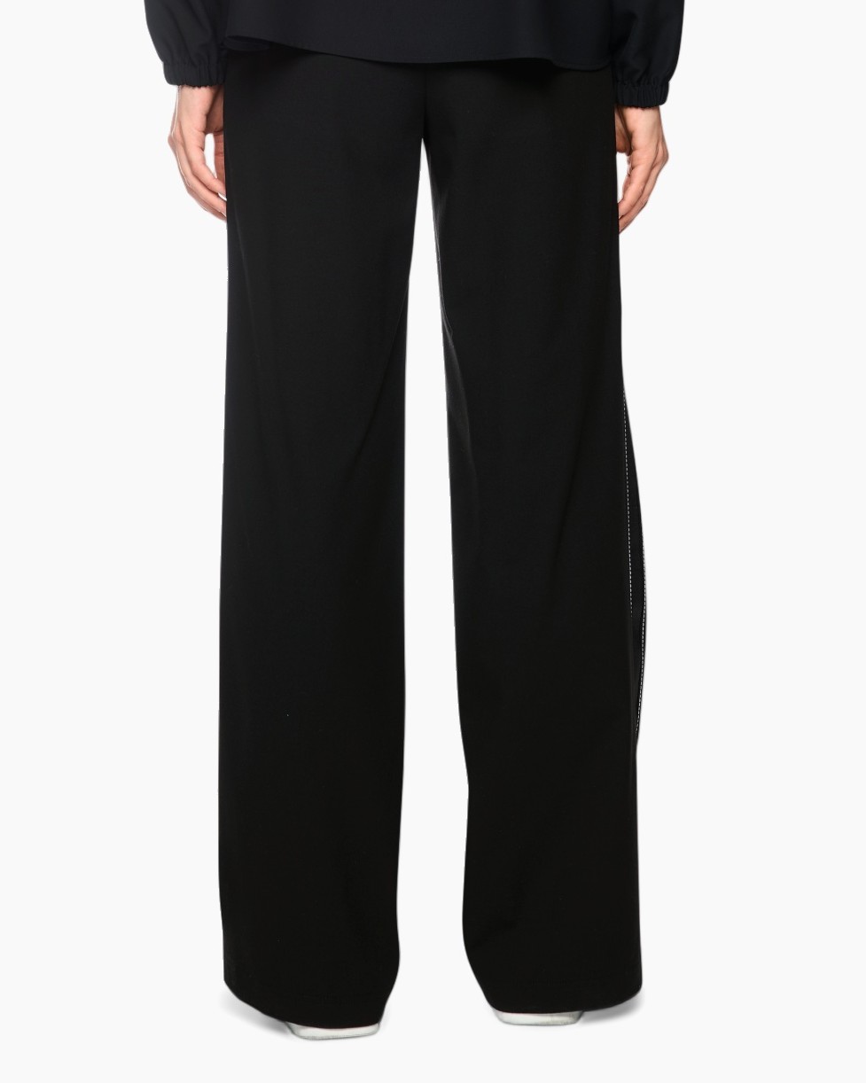 black, wide-leg, pants, trousers, polyester