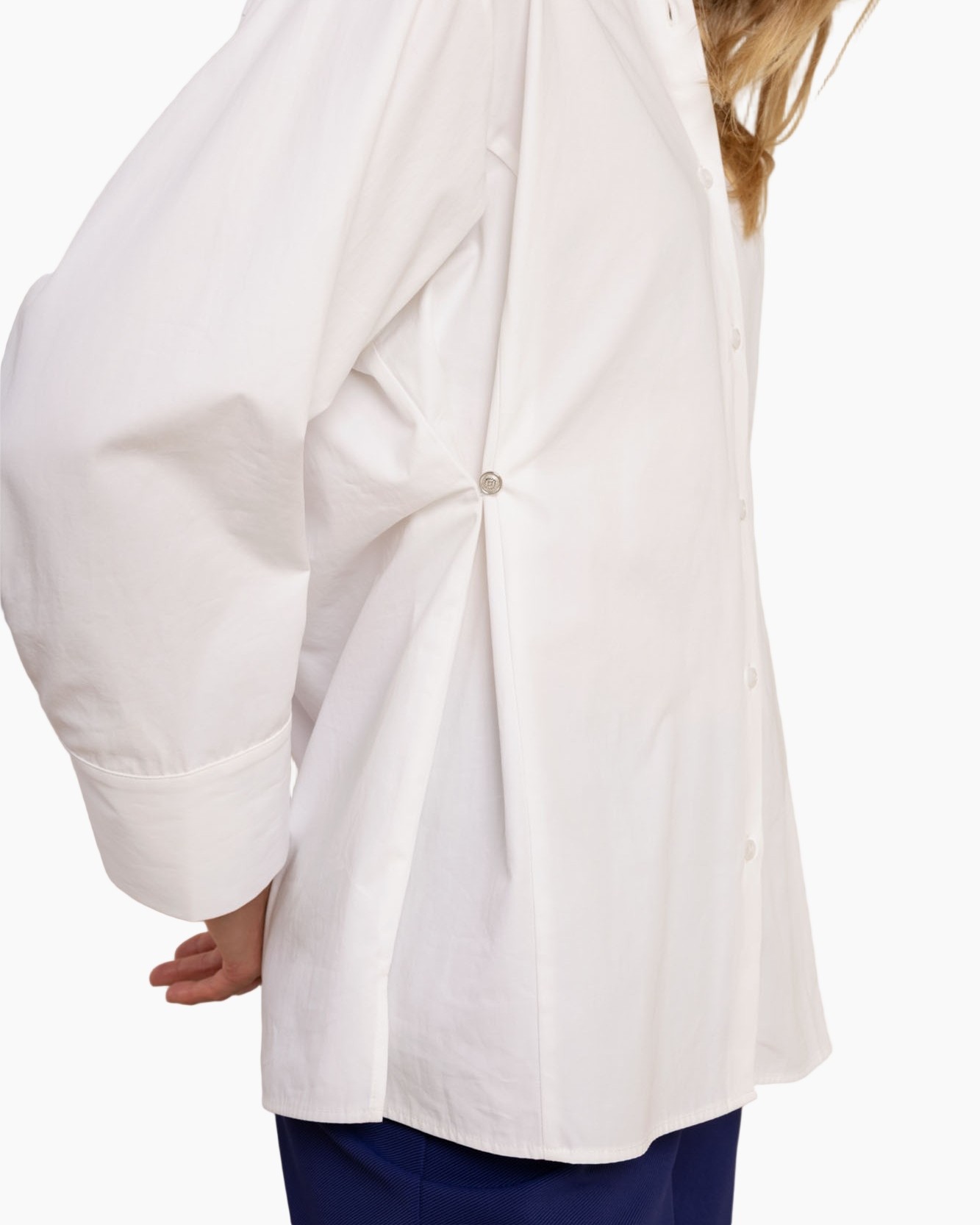 shirt, white, long-sleeve, button-down, side-slit