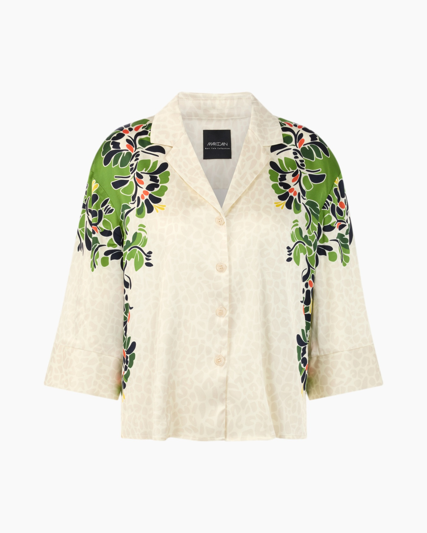 button-down, linen, beige, floral, print