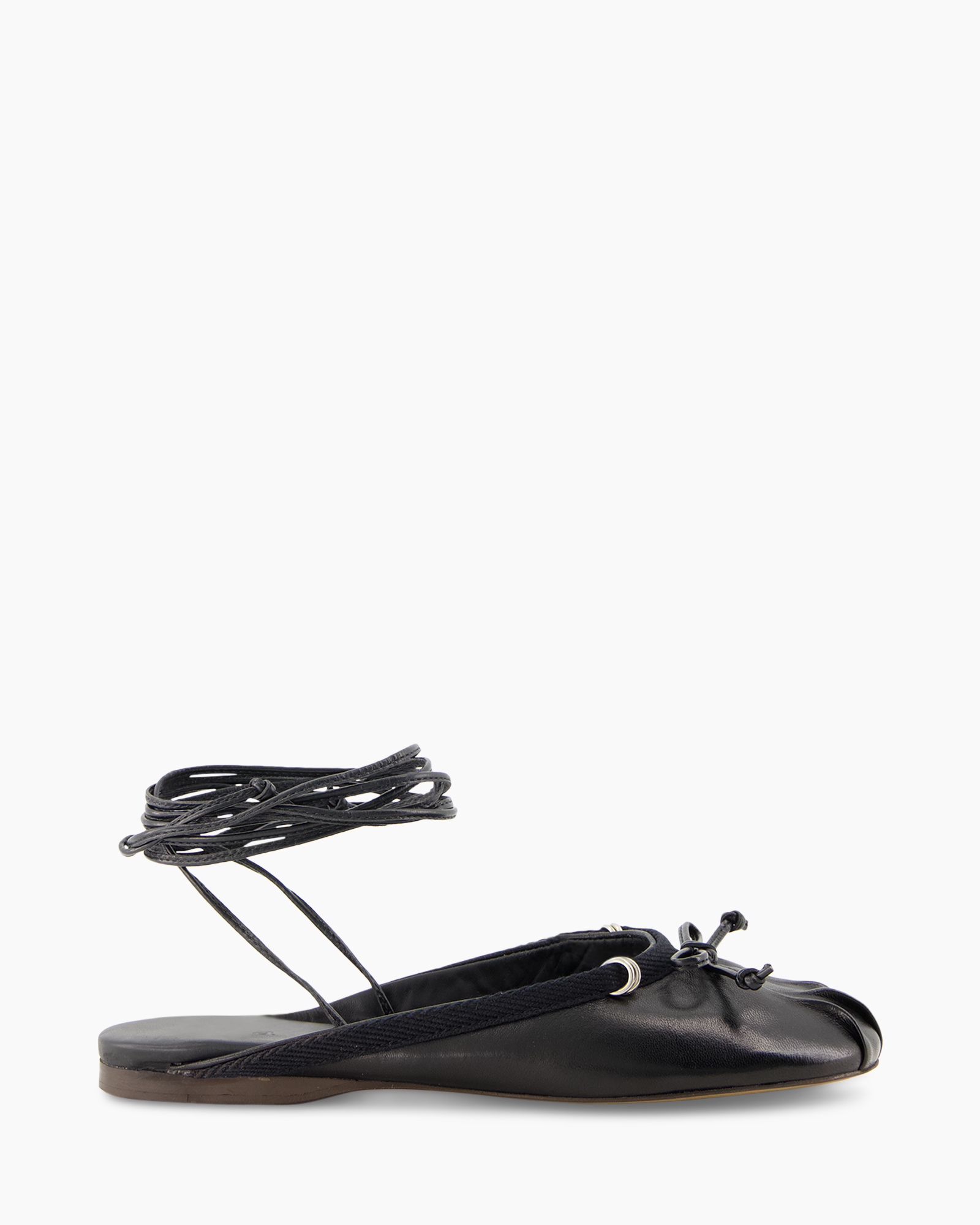 sandal, flat, black, toe-ring, ankle-strap