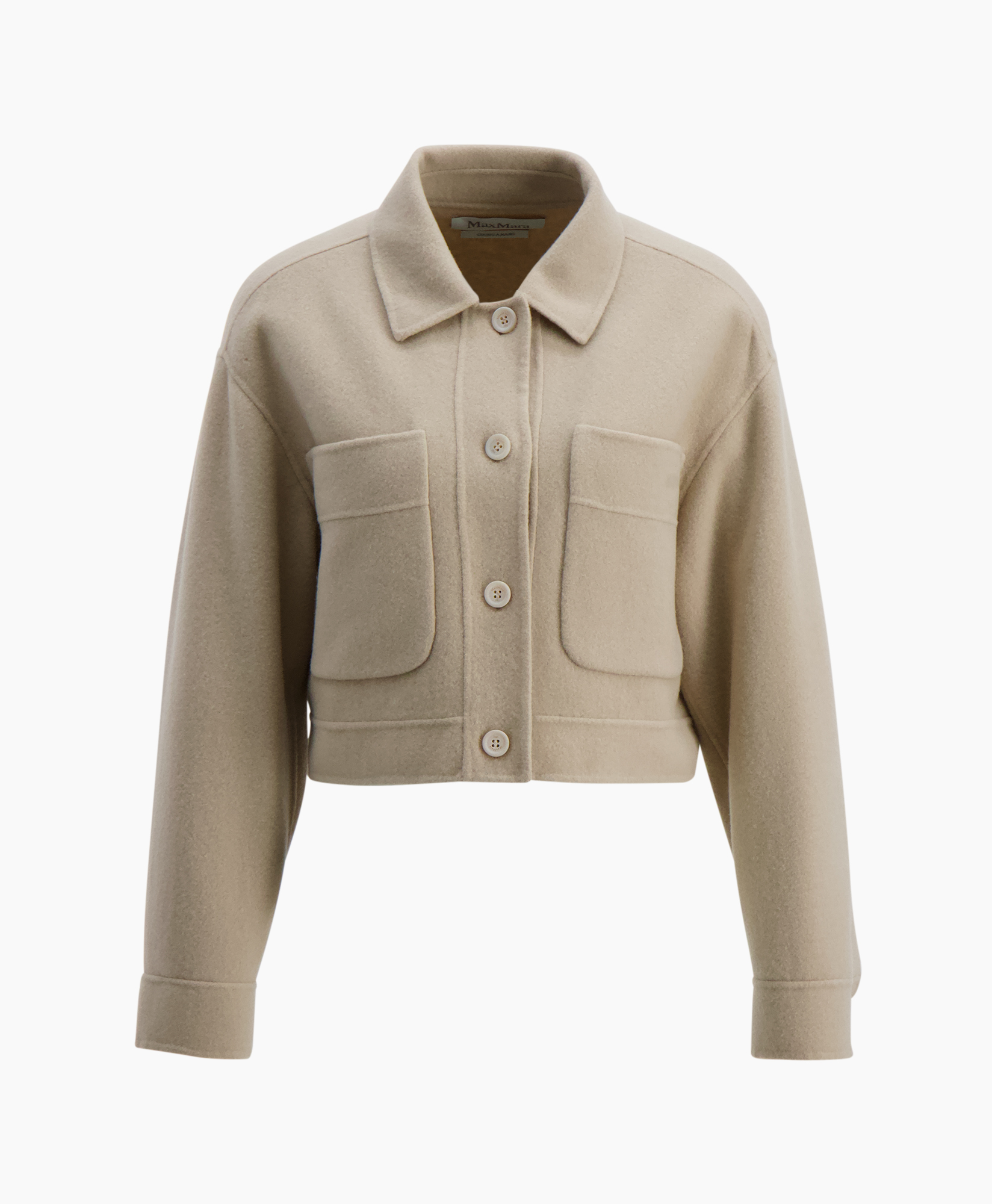 crop jacket, beige, pocket jacket, buttoned, collar