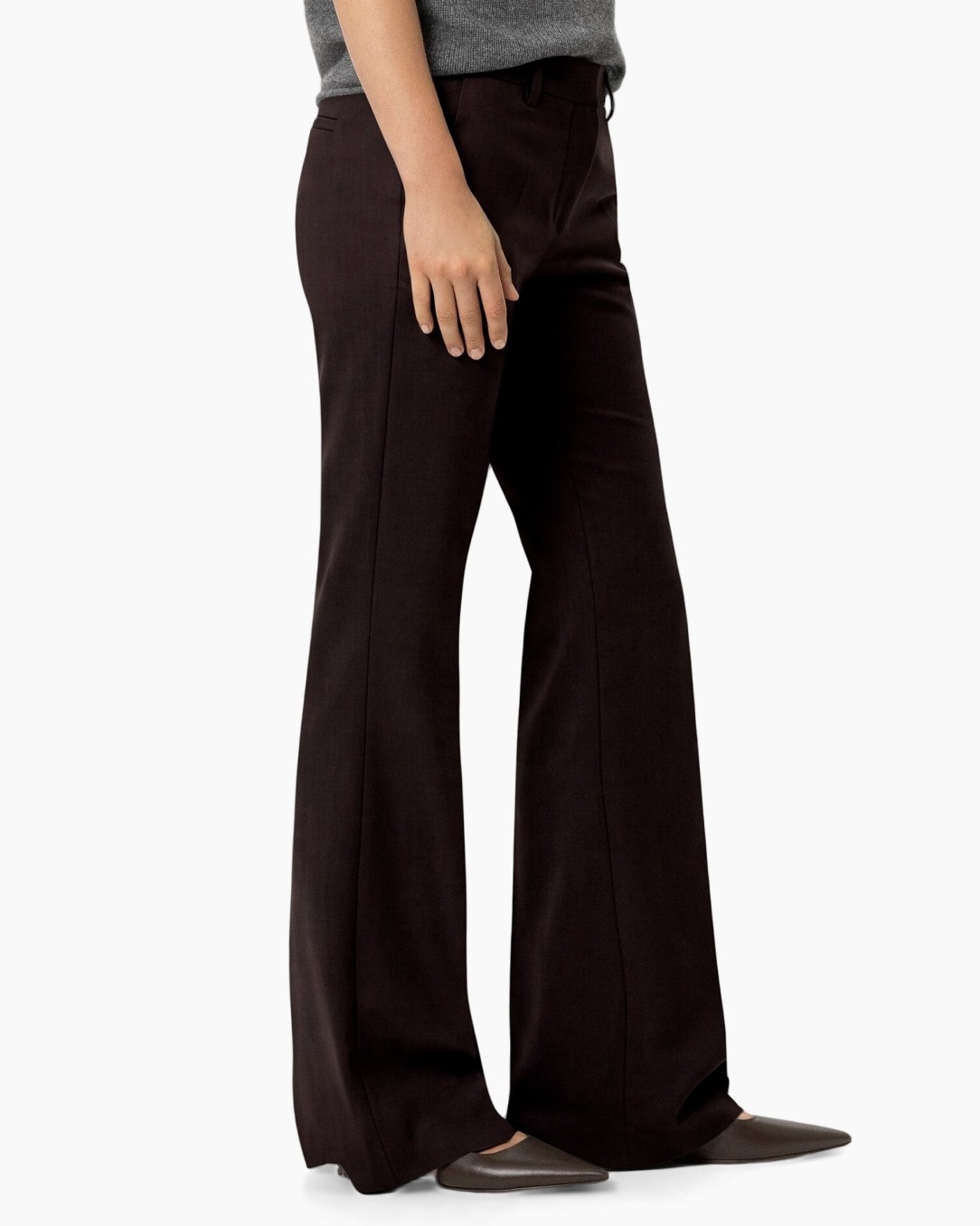 pants, trousers, wide-leg, chocolate-brown, flared