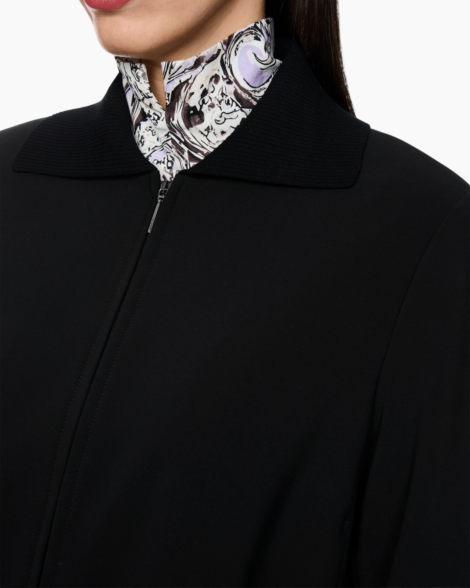 coat, zipper, collar, black, buttonless