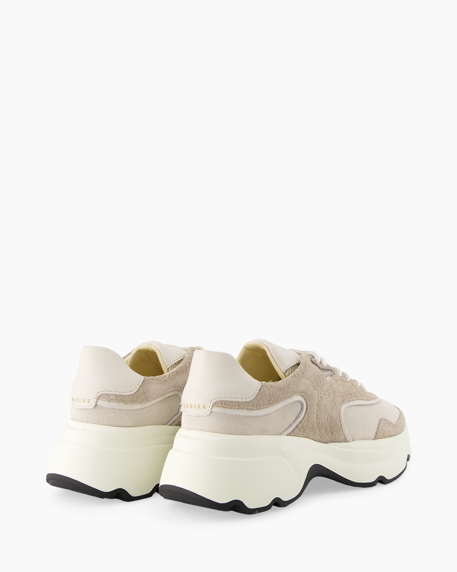 sneakers, beige, suede, chunky sole, back view