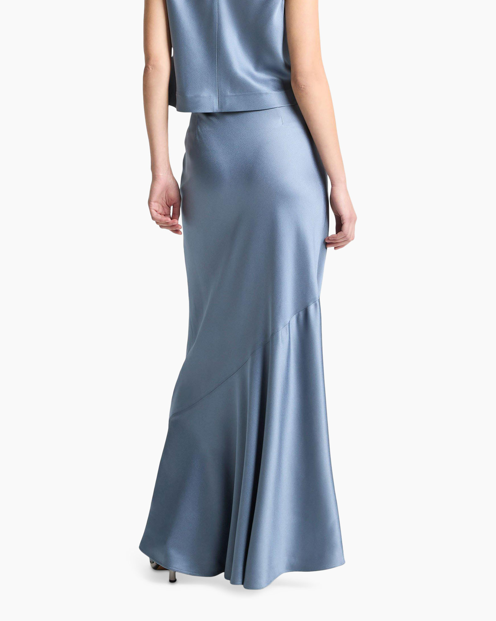 maxi skirt, slip dress, satin, solid color, blue-gray