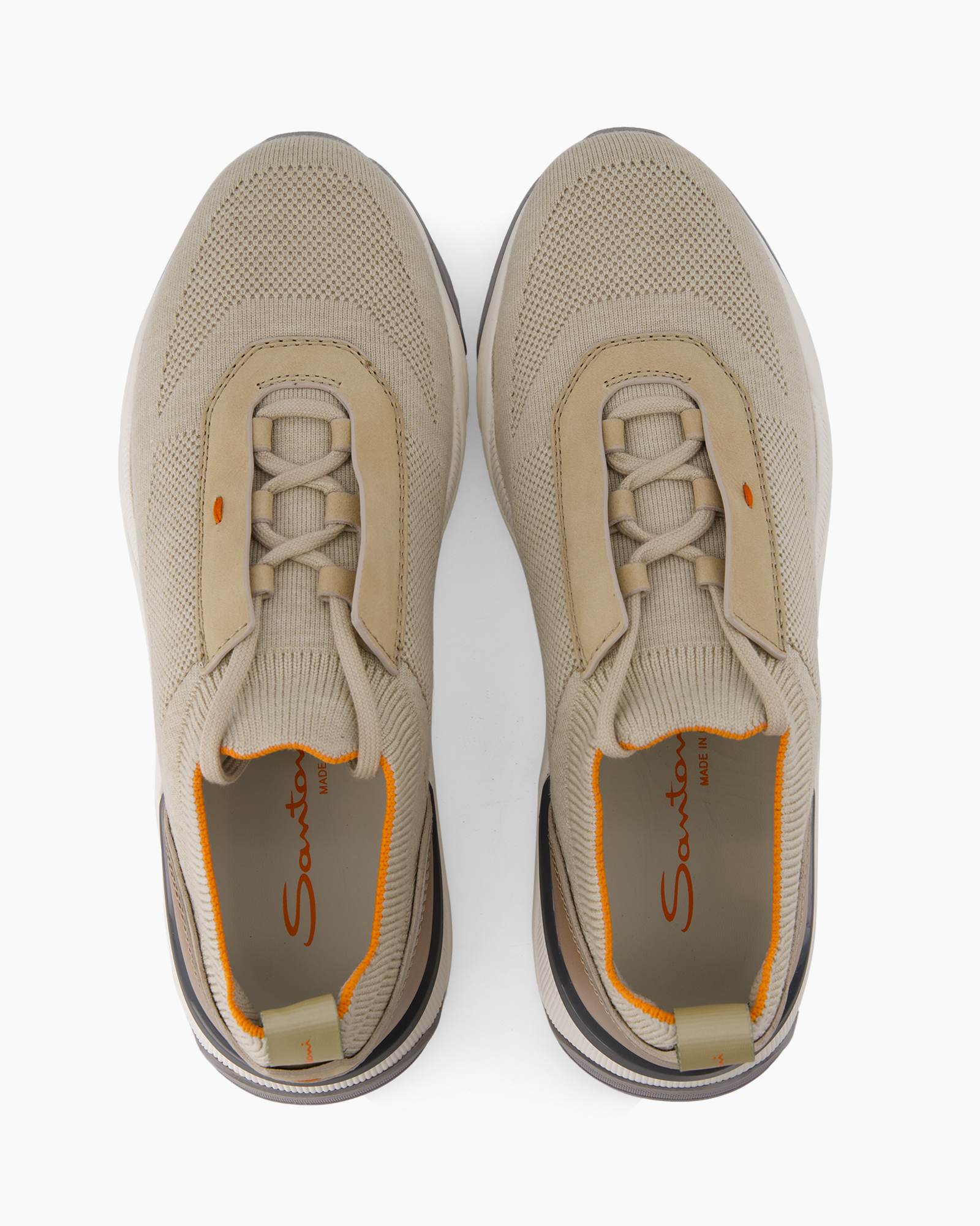 sneakers, mesh, lace-up, beige, slip-on cuff