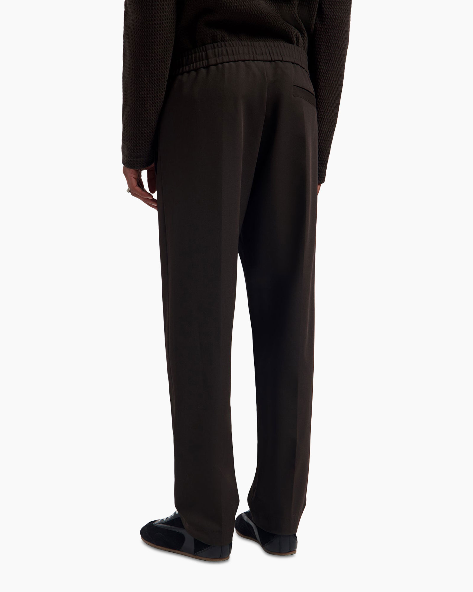 trousers, pants, black, back view, elastic waistband