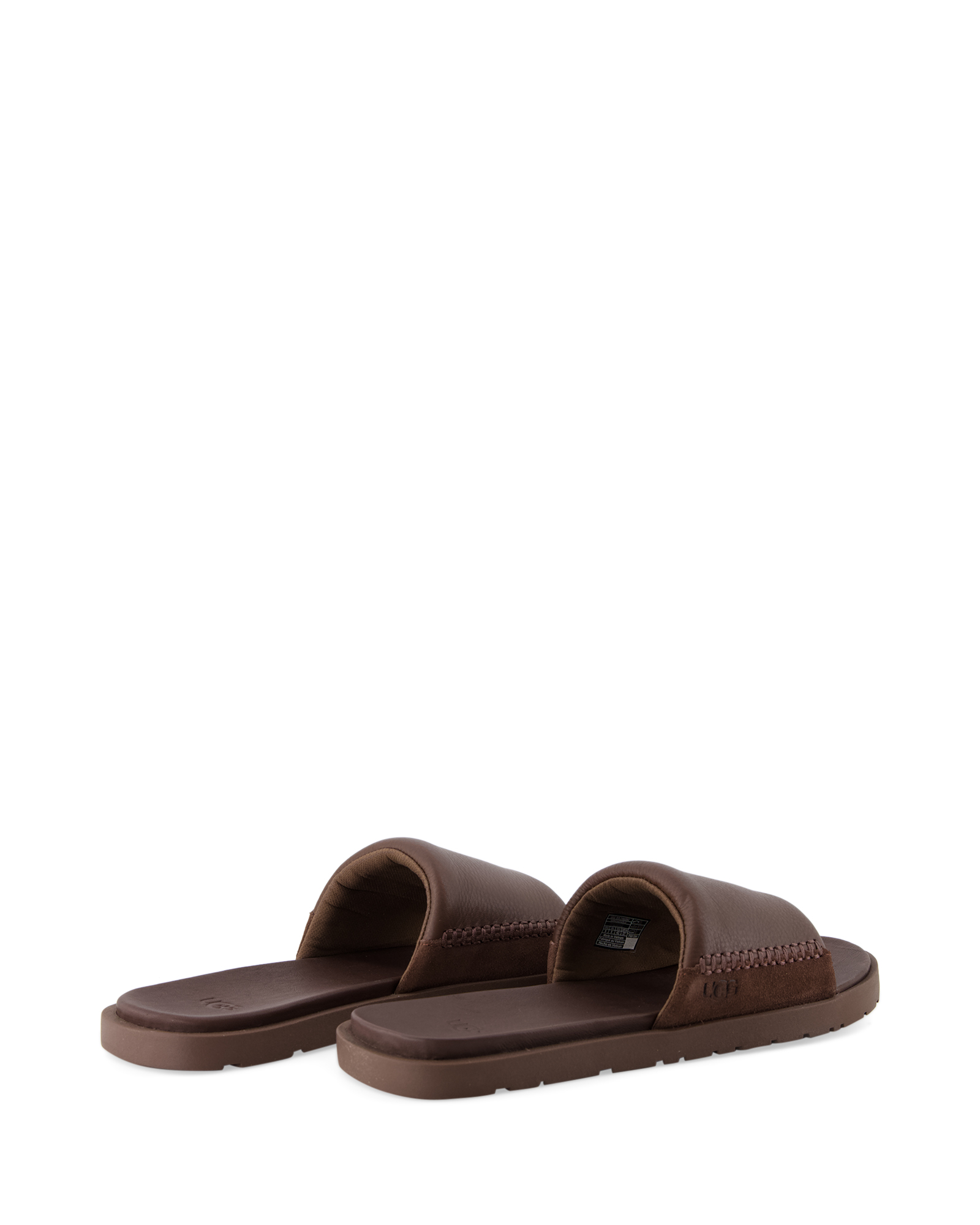 slippers, slides, open-toe, brown, leather-look