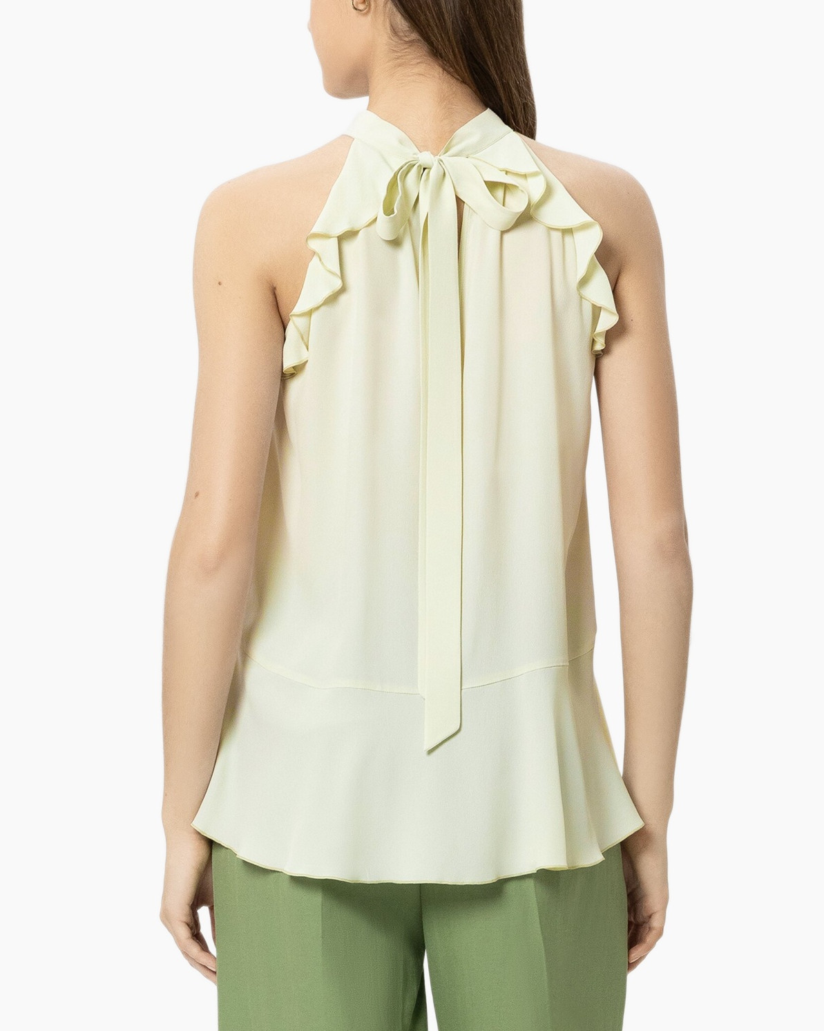 top, ruffles, halterneck, crepe, lightgreen