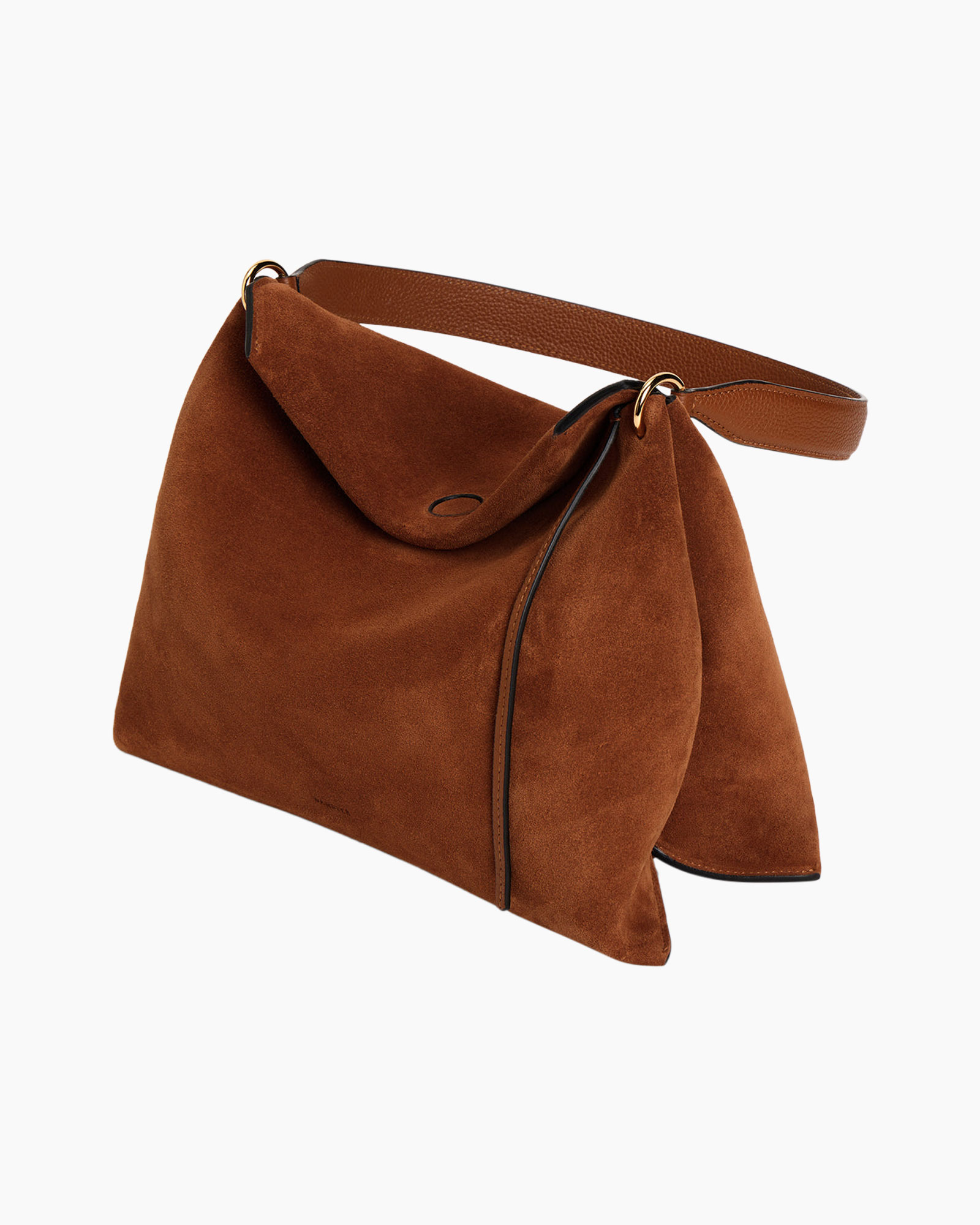 bag, handbag, brown, suede, shoulder strap