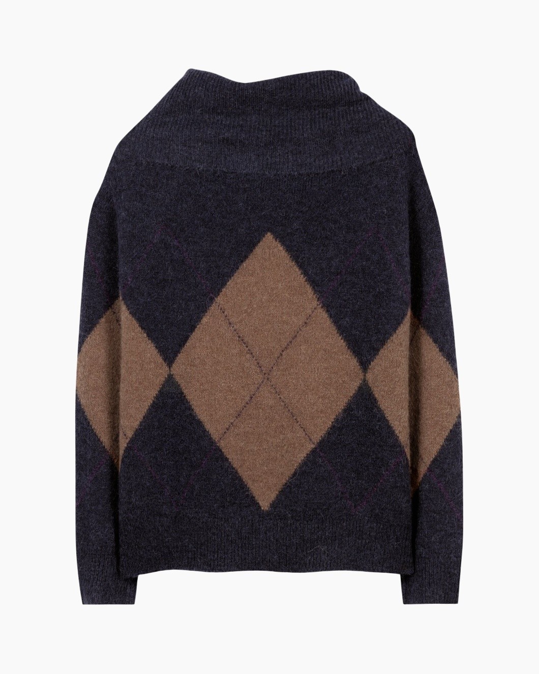 sweater, argyle, knit, pullover, dark blue