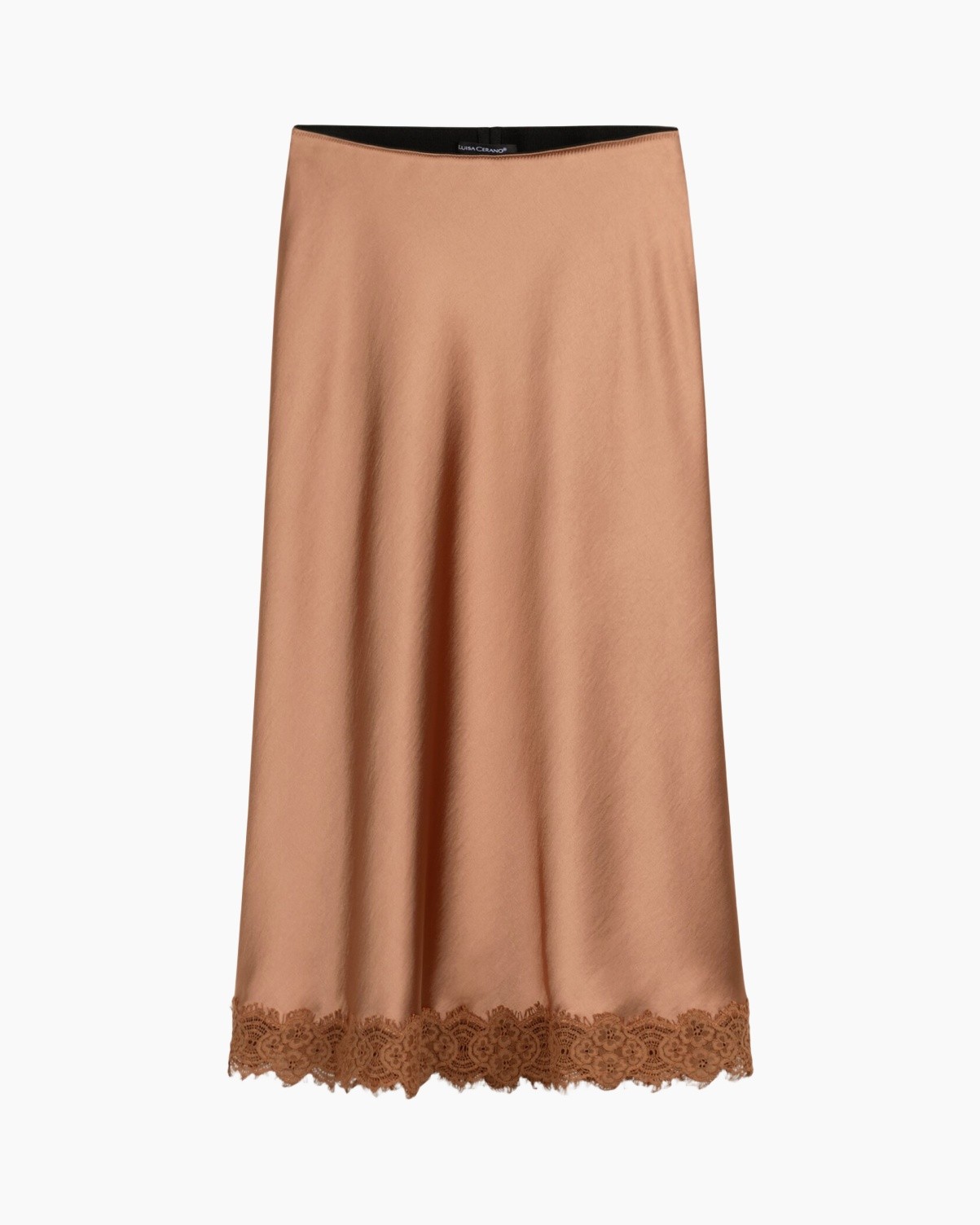skirt, midi, lace-trim, plain, tan