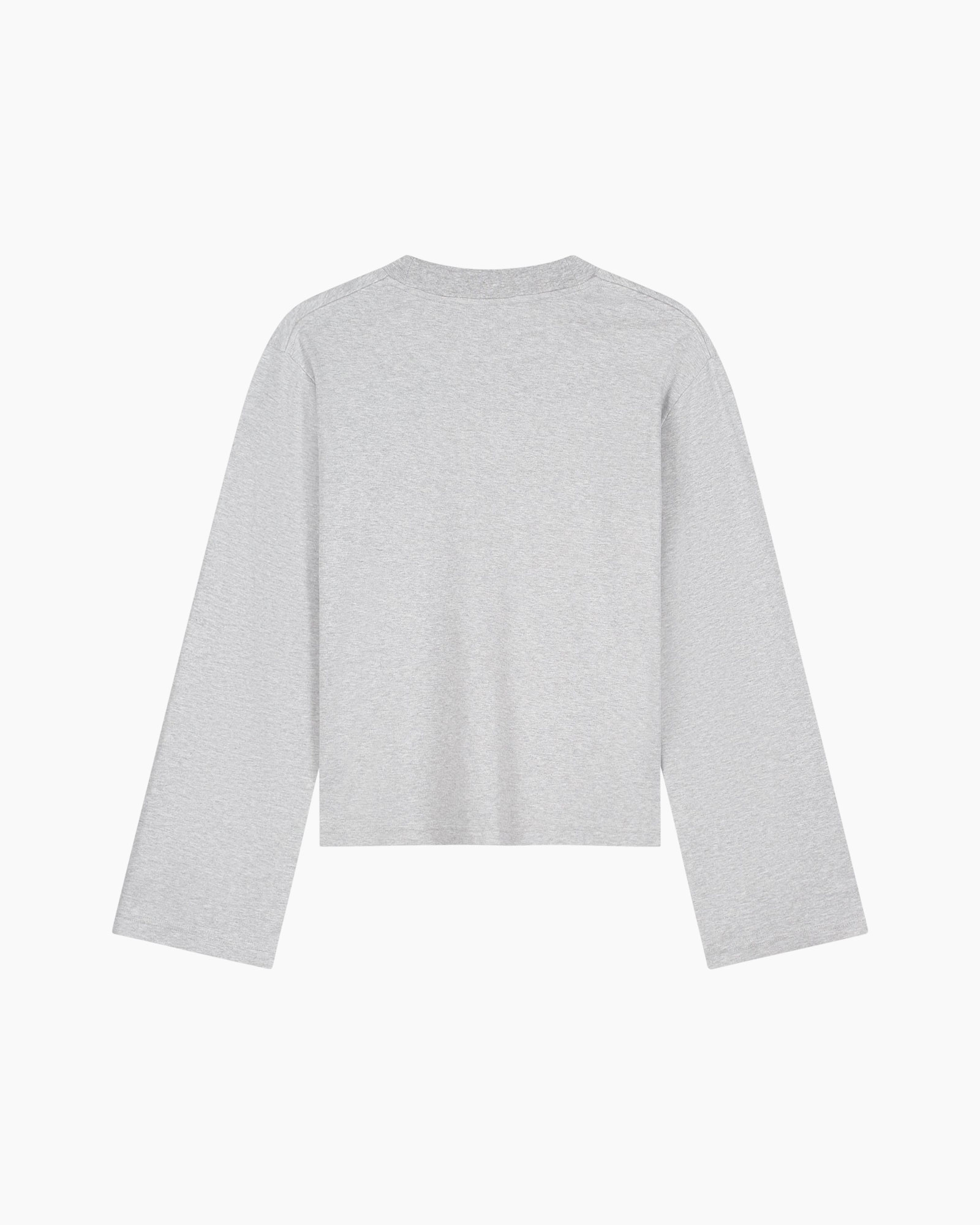 long-sleeve, gray, crew-neck, t-shirt, solid-color