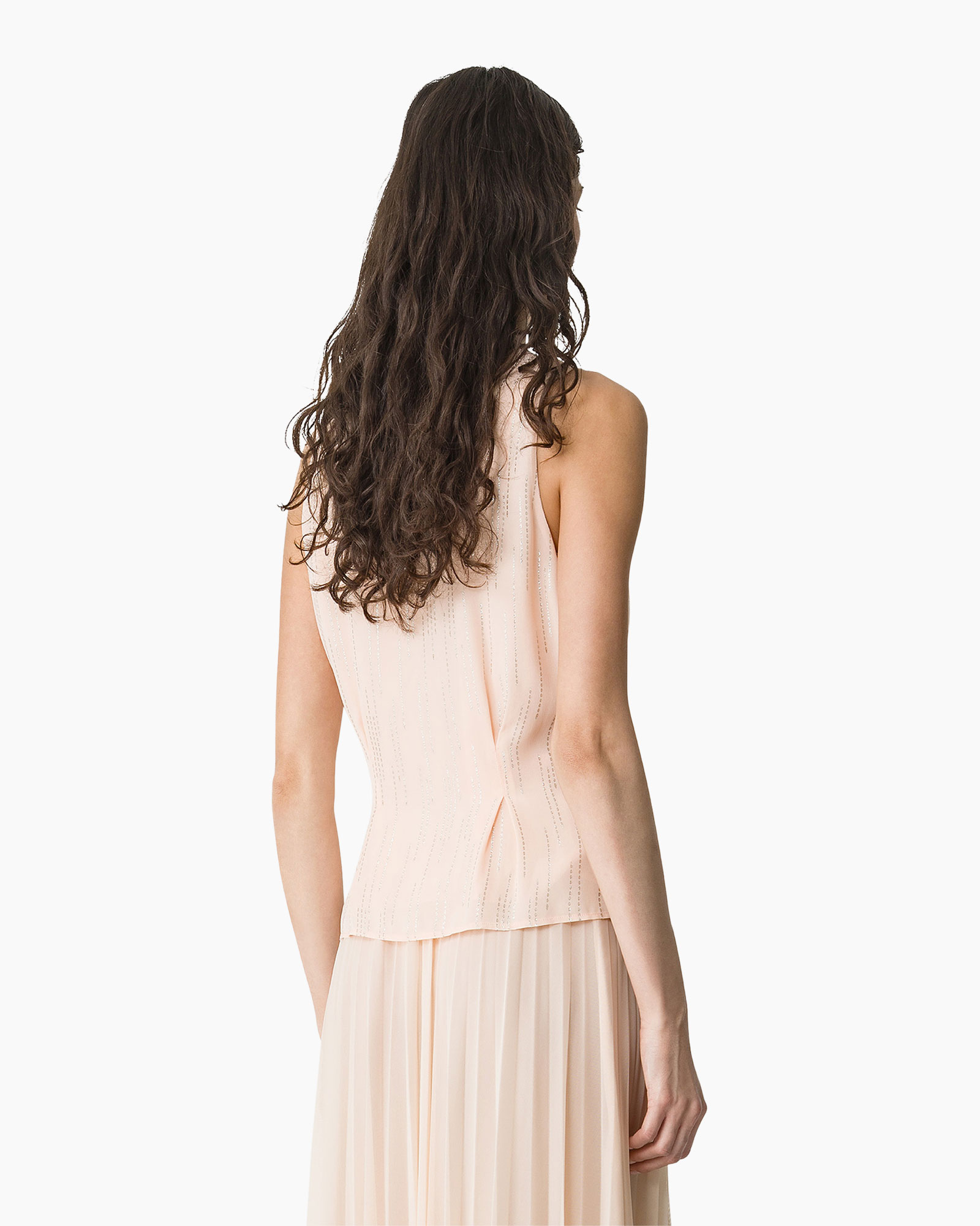 dress, peplum, vest, pearl earrings, jacket
