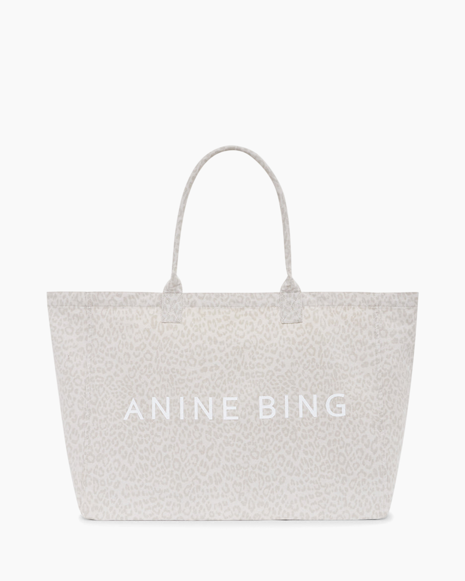 tote bag, leopard print, beige, canvas, ANINE BING