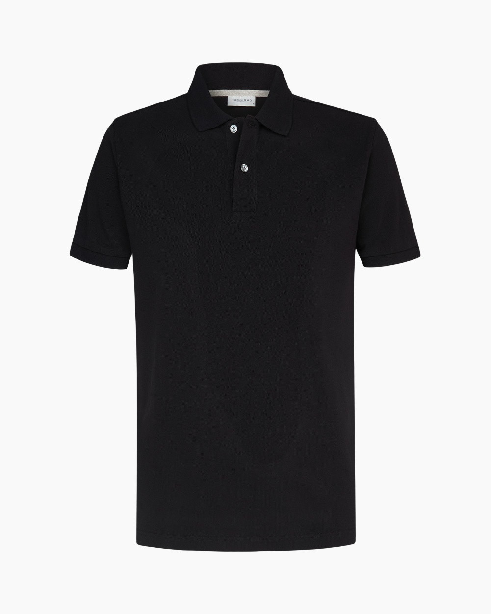 polo shirt, black, short sleeve, collared, knit polo
