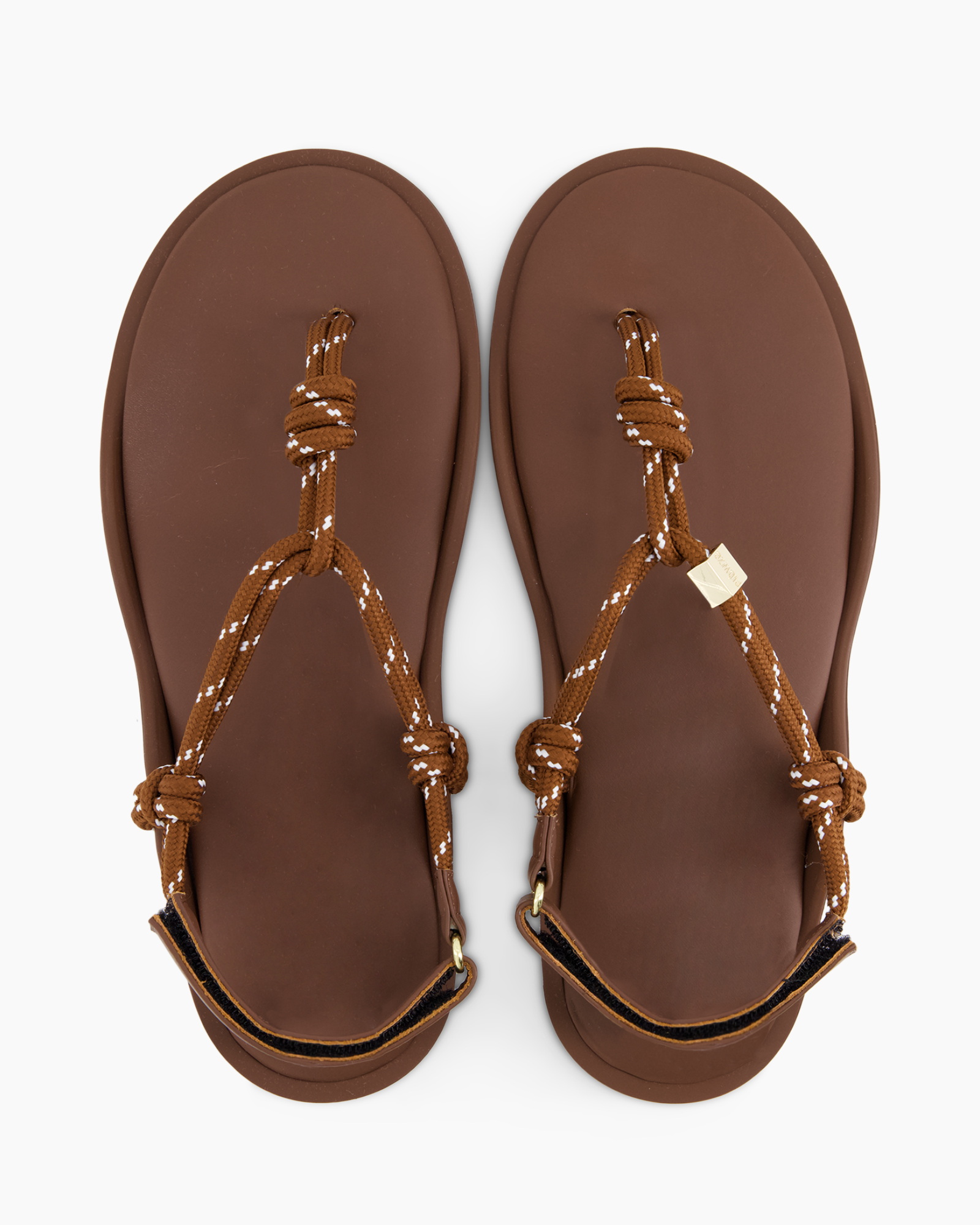 sandals, brown, rope straps, flat sandal, open toe