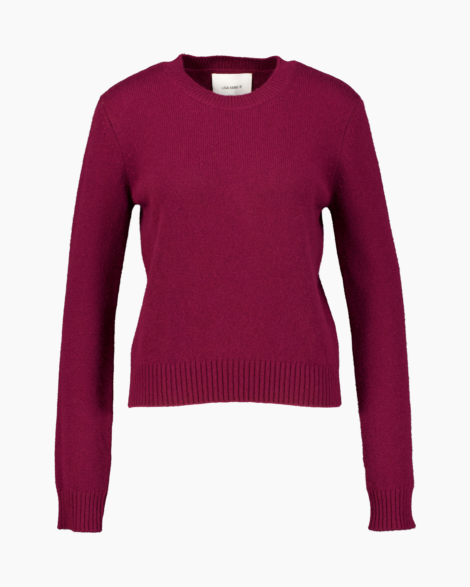 sweater, crewneck, magenta, knitted, long-sleeve