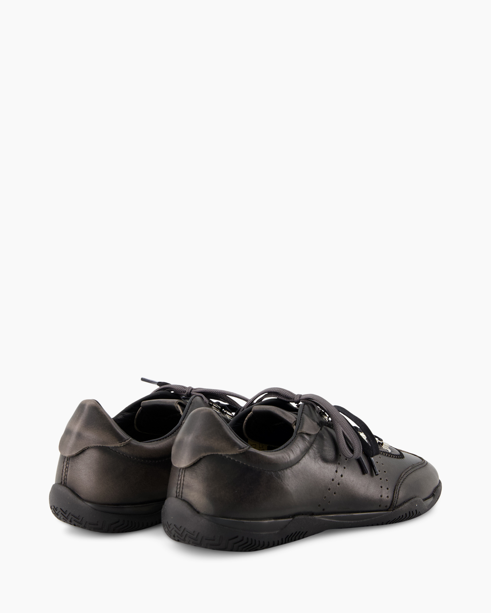 shoe, sneakers, leather, black, laced