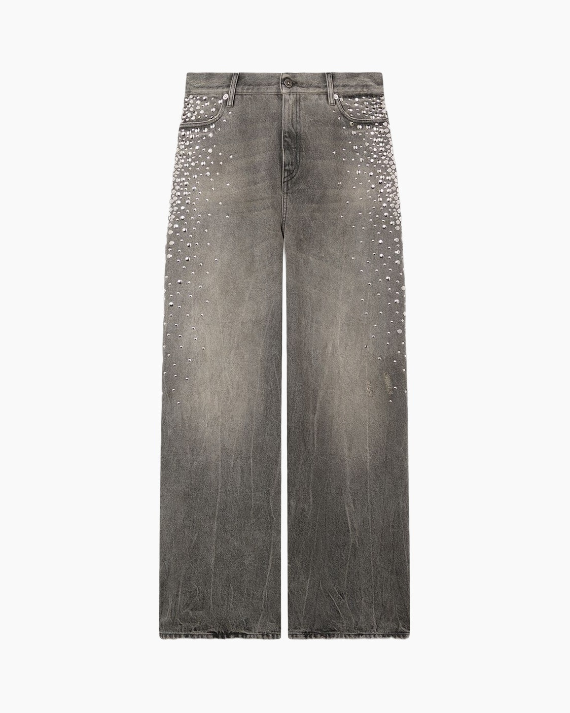 jeans, wideleg, gray, distressed, studded