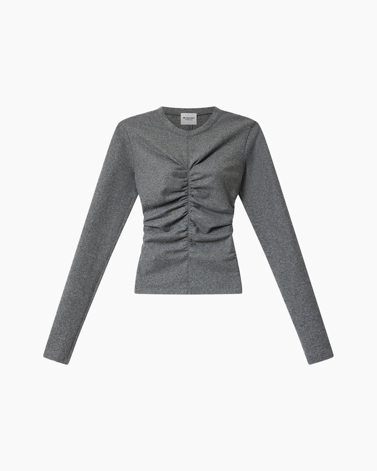 top, long sleeves, ruched, gray, knit